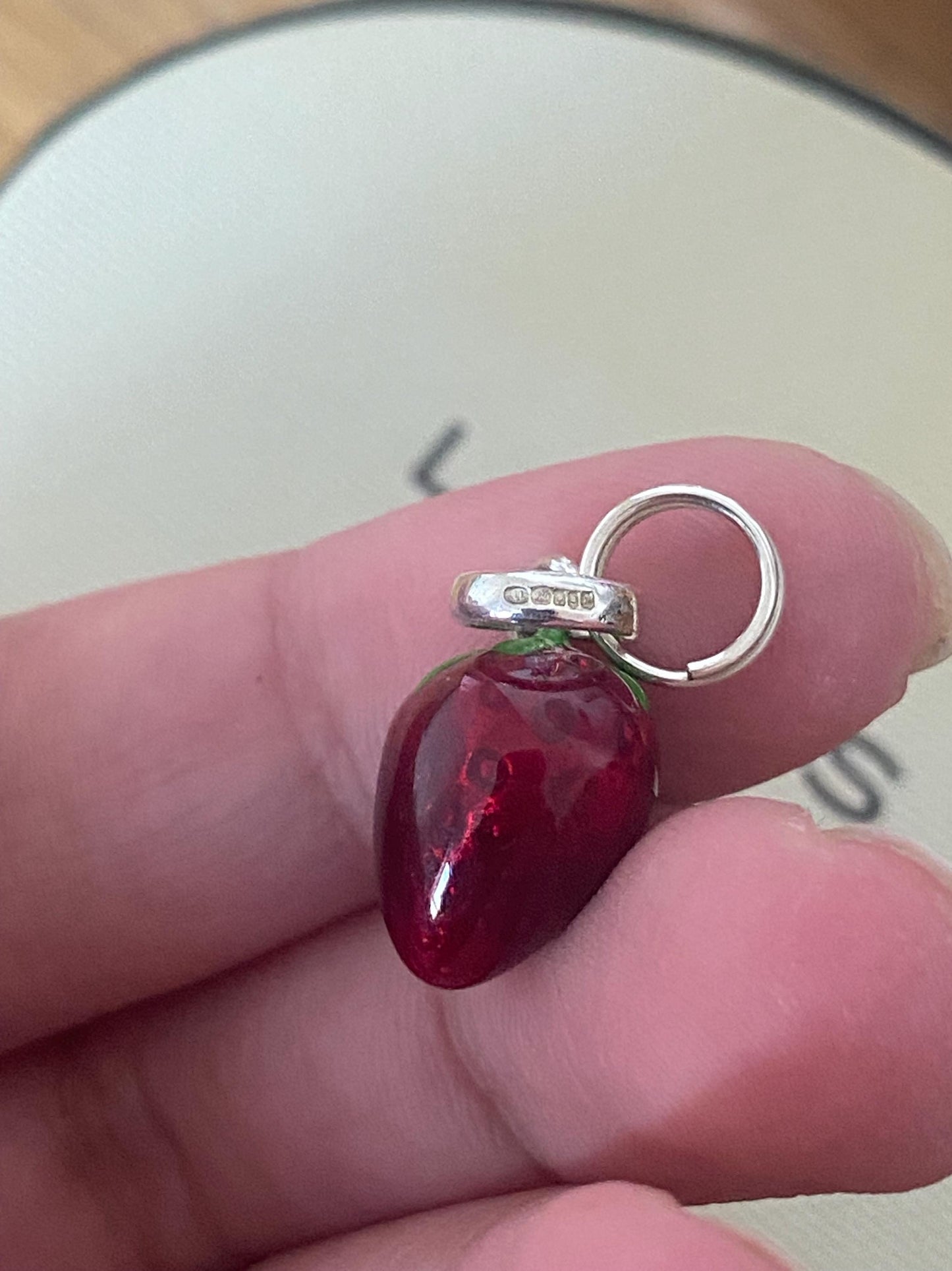 Gorgeous Links of London Sterling Silver and Enamel Strawberry Charm, Assay Hallmarked