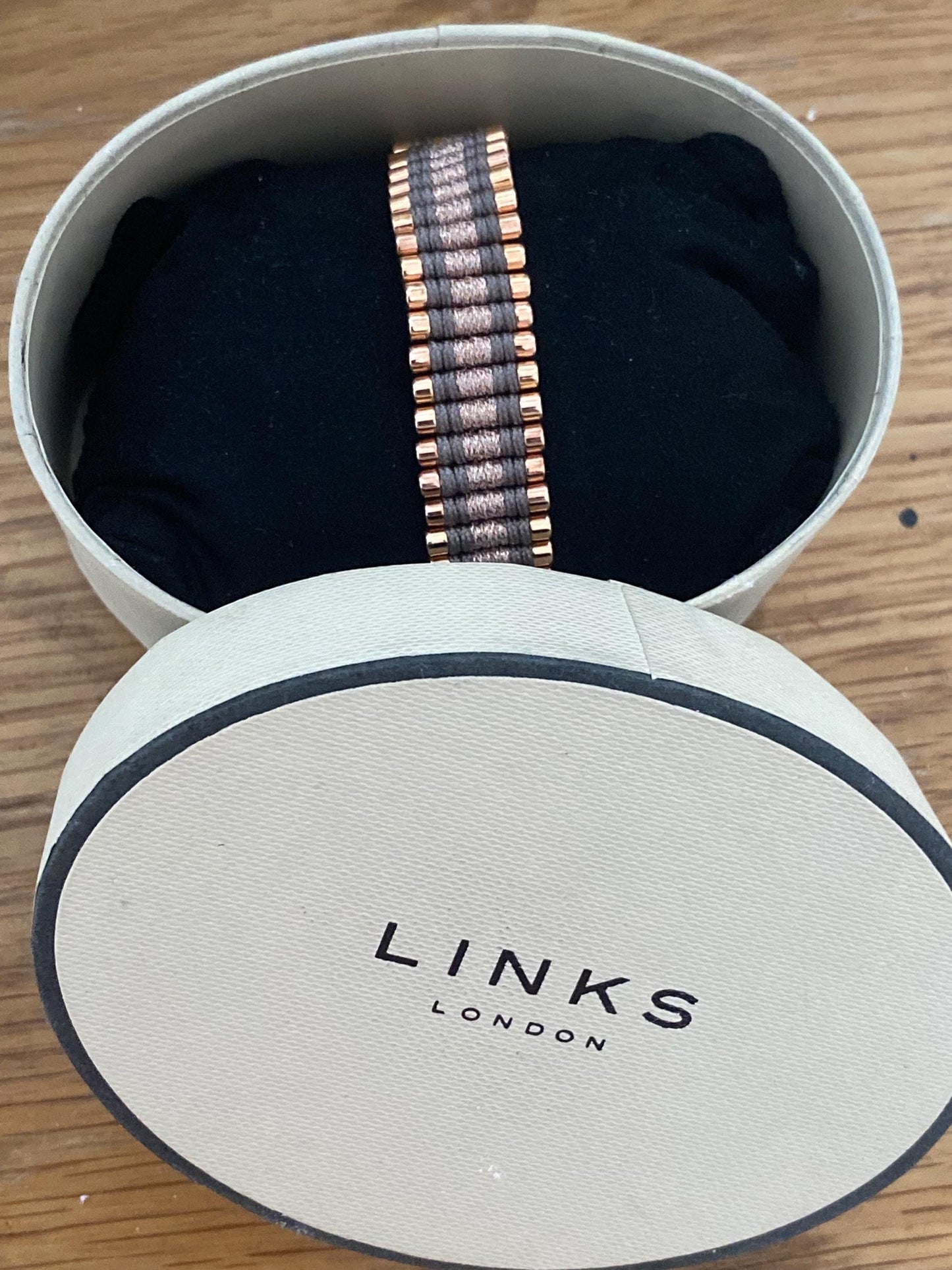 Rare Links of London Friendship Bracelet in Rose gold, Taupe and copper, Sterling Silver, Assay Hallmarked
