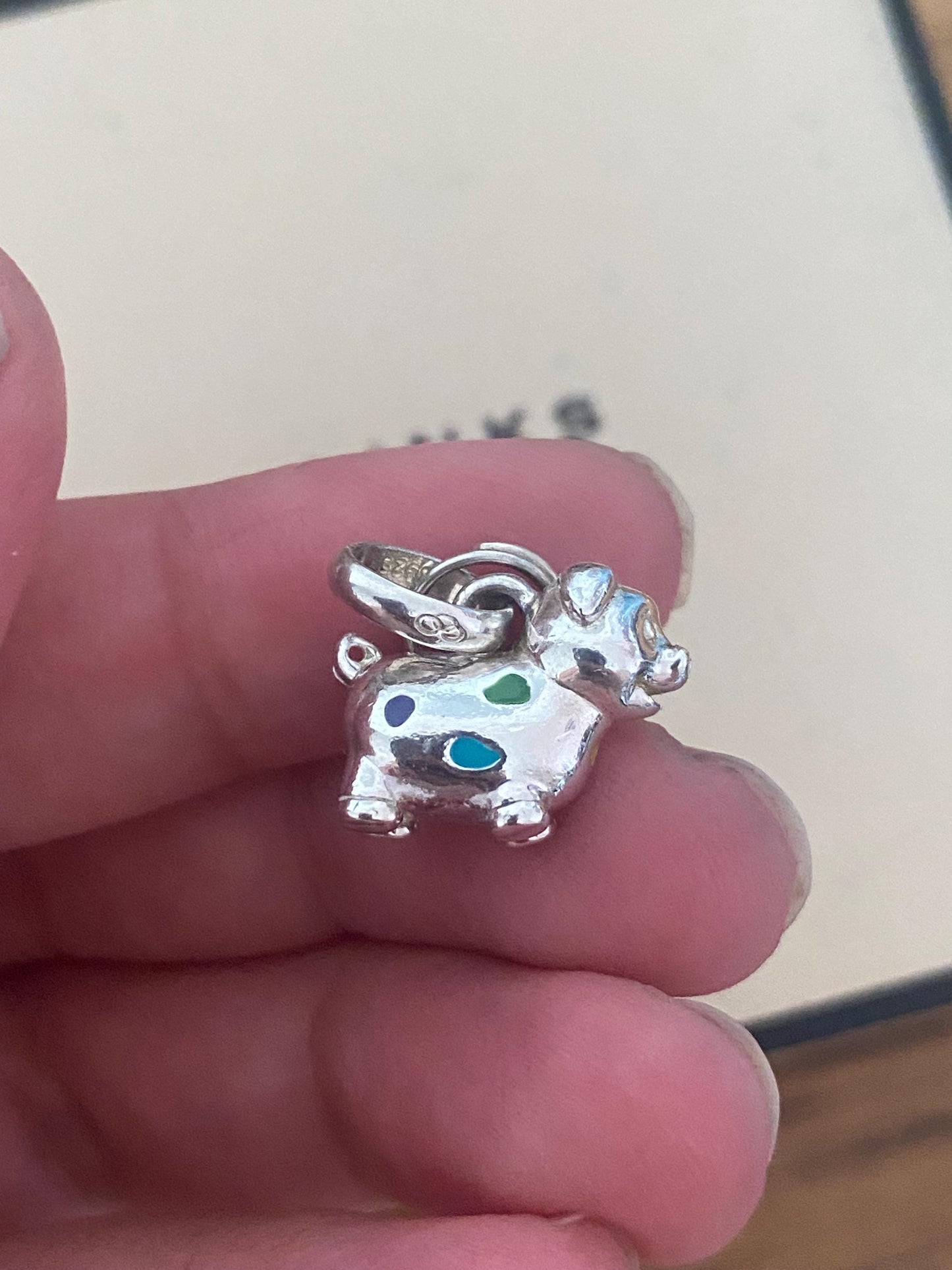 Links of london Pig Chinese Zodiac Charm, Sterling Silver and Enamel Spots, genuine