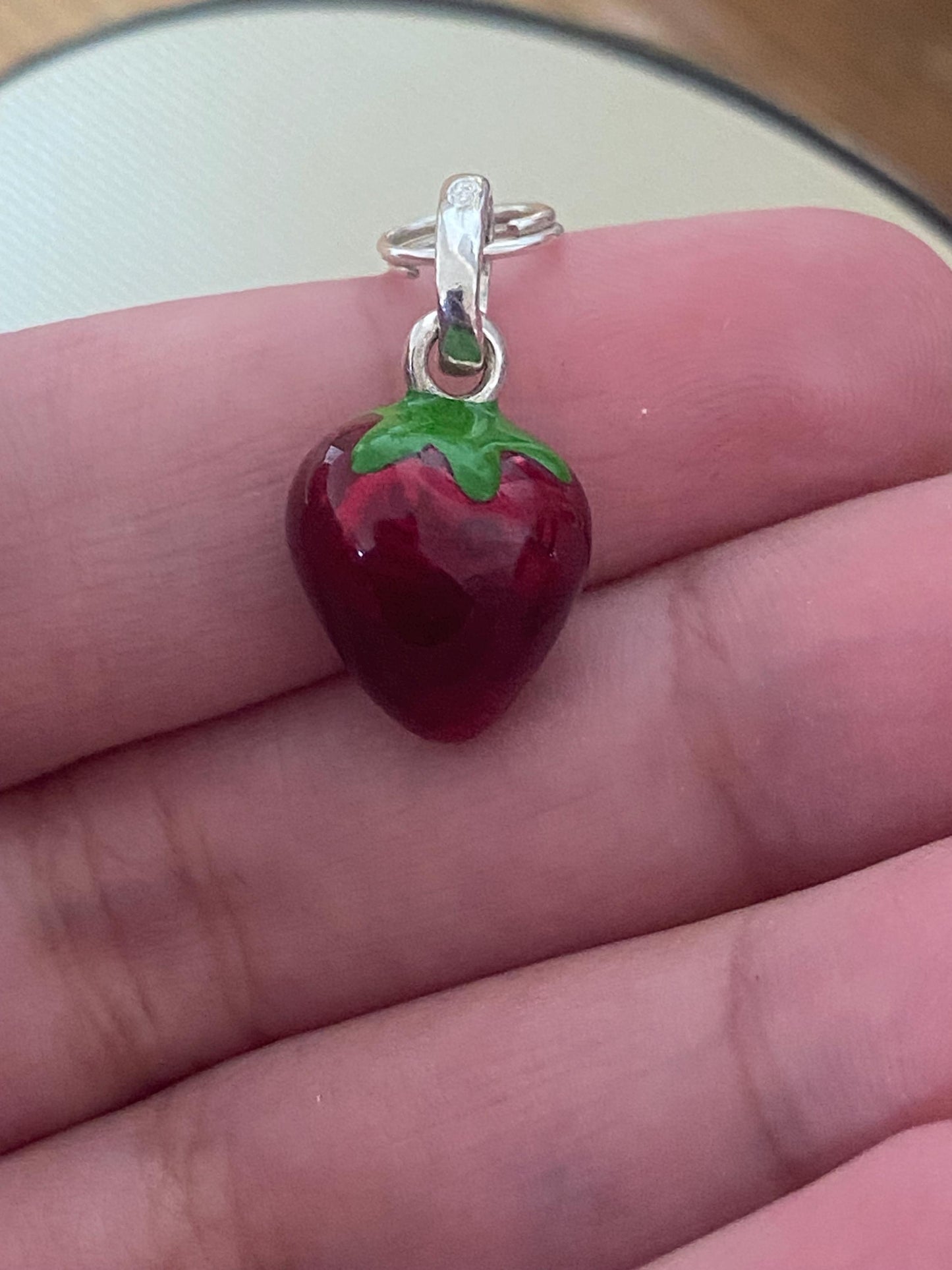 Gorgeous Links of London Sterling Silver and Enamel Strawberry Charm, Assay Hallmarked