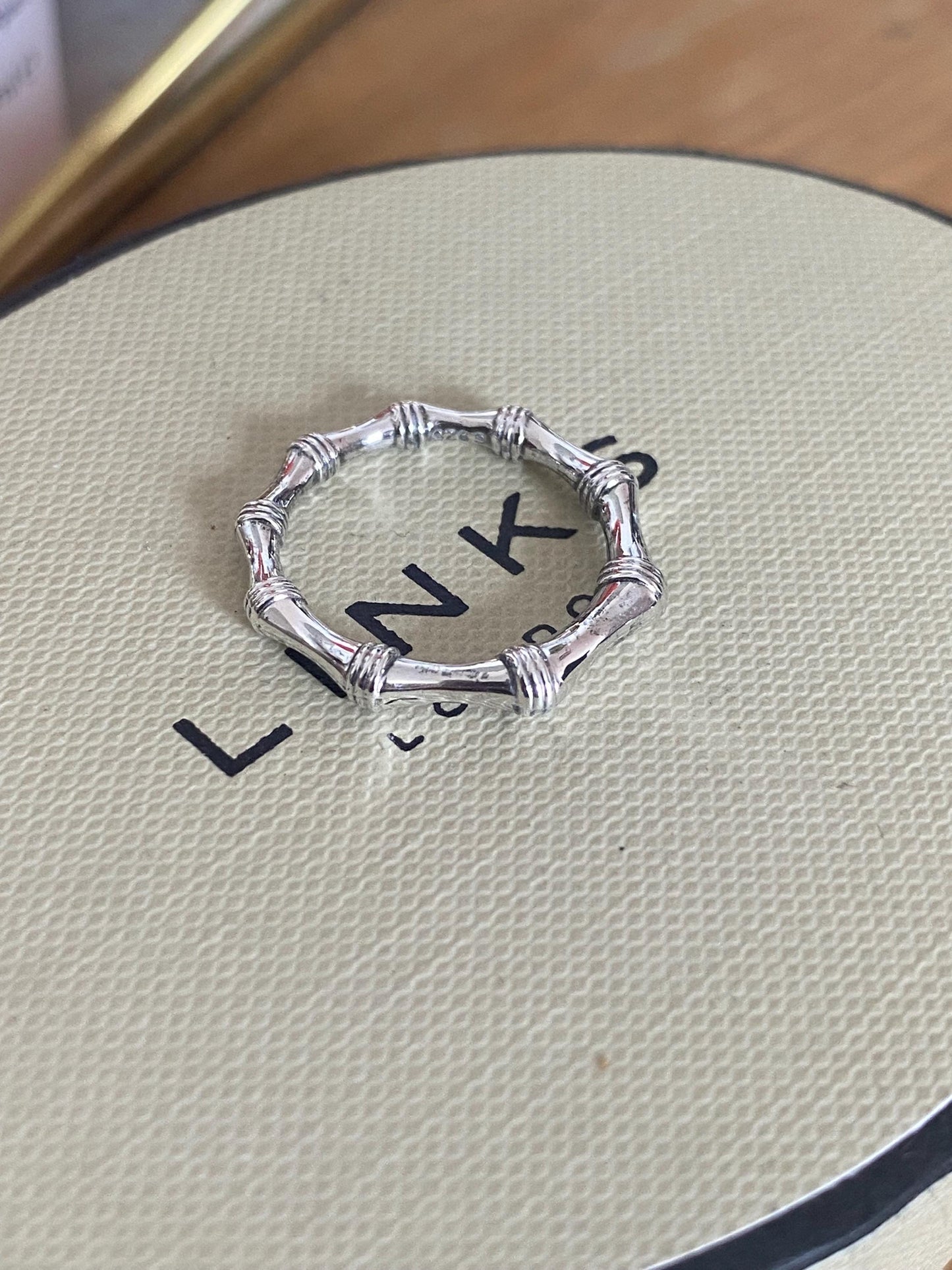 Genuine Links of London Bamboo Ring, Sterling Silver, Size L, Lovely Condition