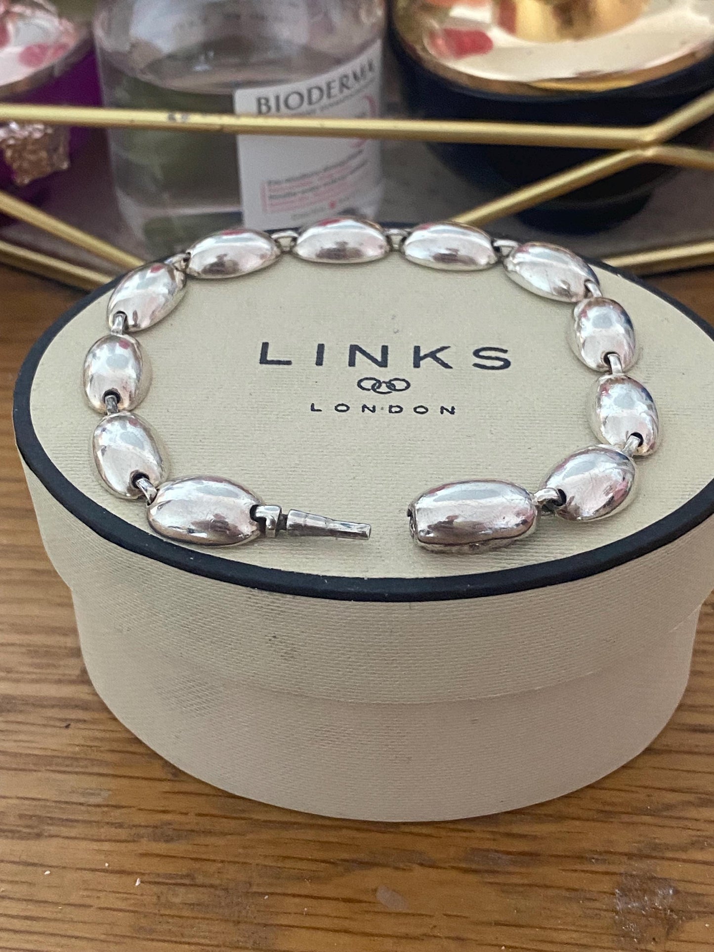 Rare Genuine LINKS OF LONDON Hallmarked Silver hope oval dome Bracelet, vintage with box