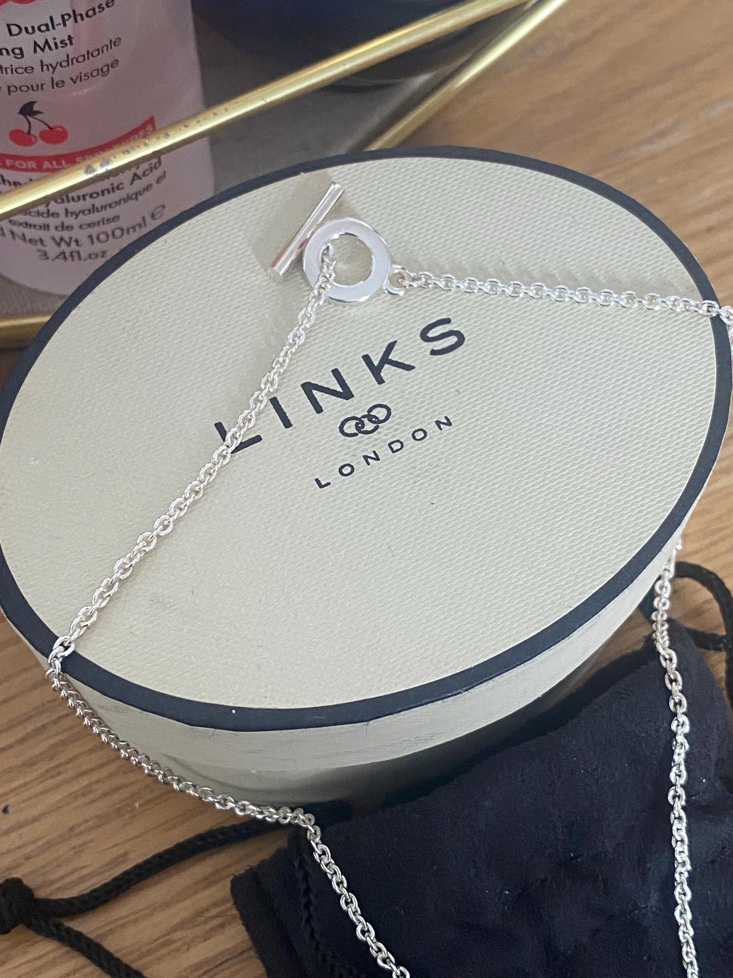 Beautiful Links of London Toggle Necklace with a Links of London flat Heart Charm, Sterling Silver, Hallmarked, with box