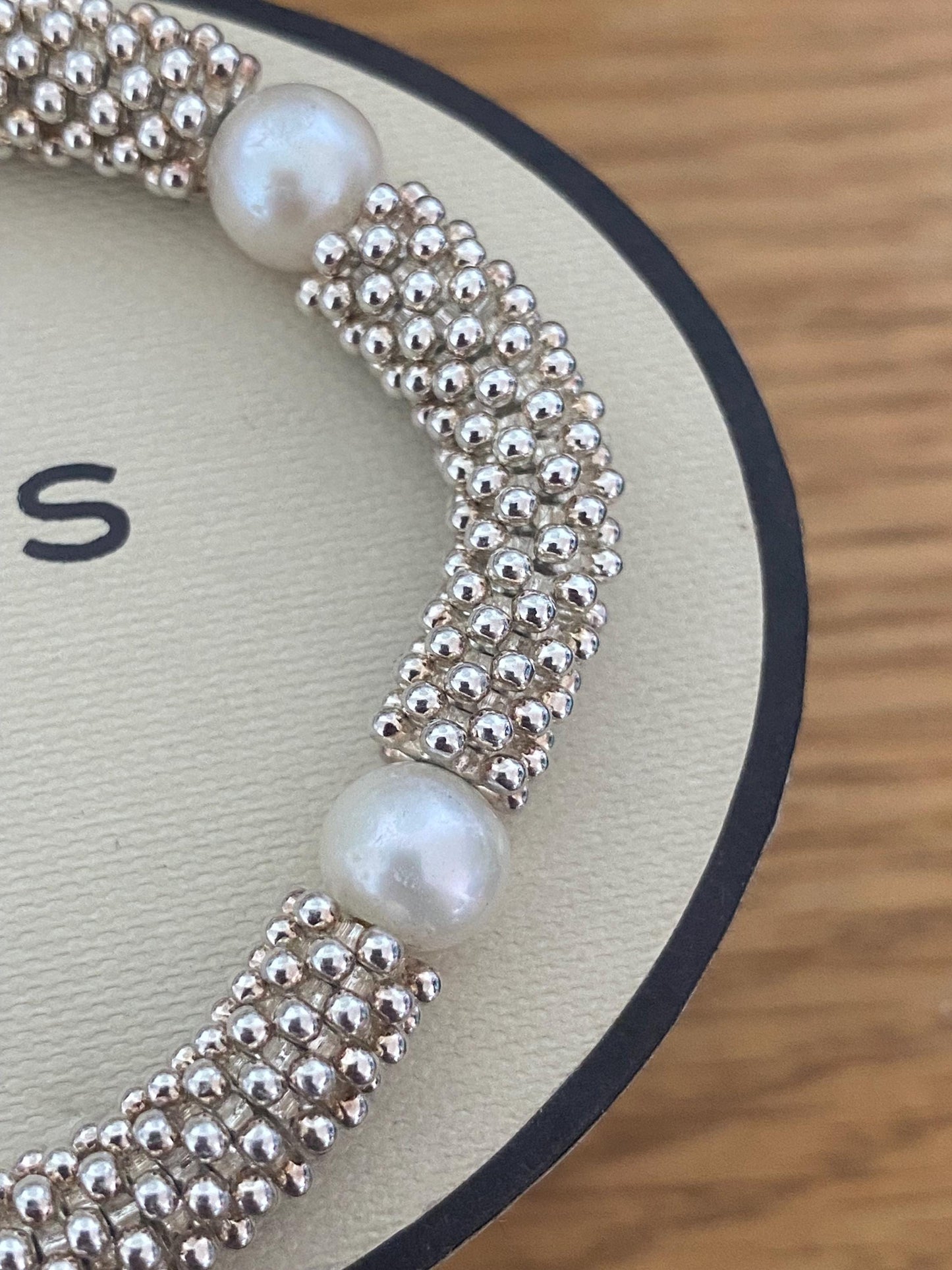 Beautiful Effervescent Star Stretchy Links of London Sterling Silver Sweetie Bracelet with pearls, size medium
