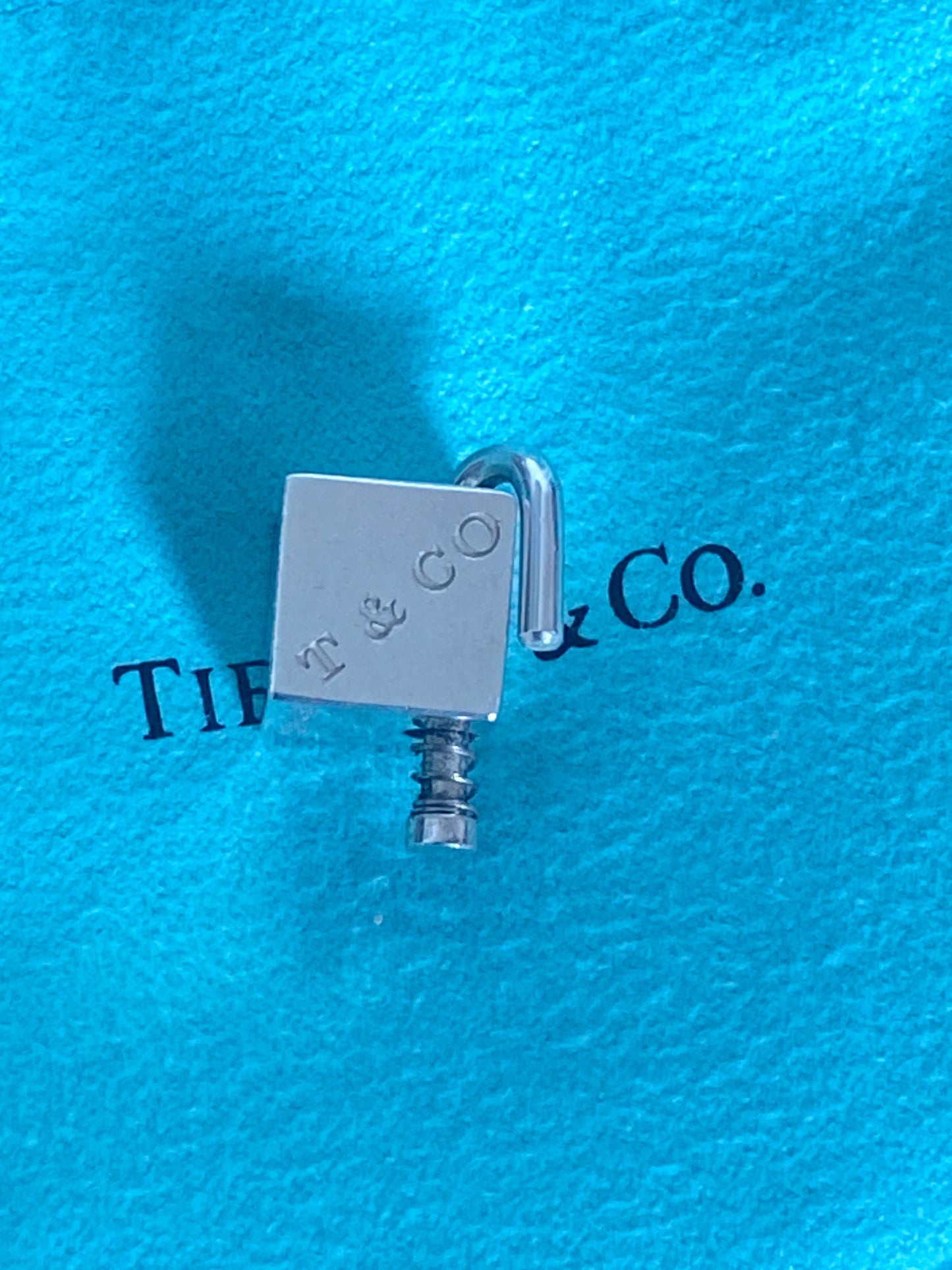Very rare Tiffany & Co 1837 sterling silver cube padlock charm, Assay hallmarked, Genuine