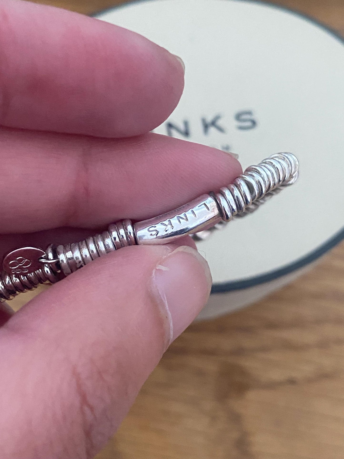 Links of London vintage rare xs sweetie heart bracelet, sterling silver, medium
