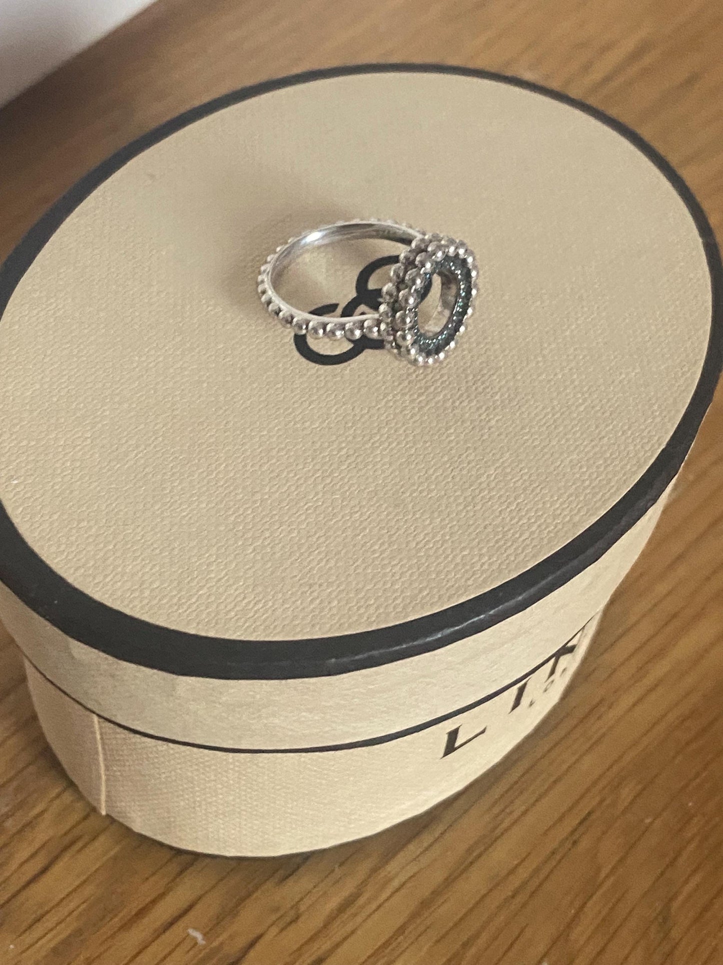 Rare Links Of London Effervescence Blue Diamond Silver Diamond Bubble Ring size UK L, with box