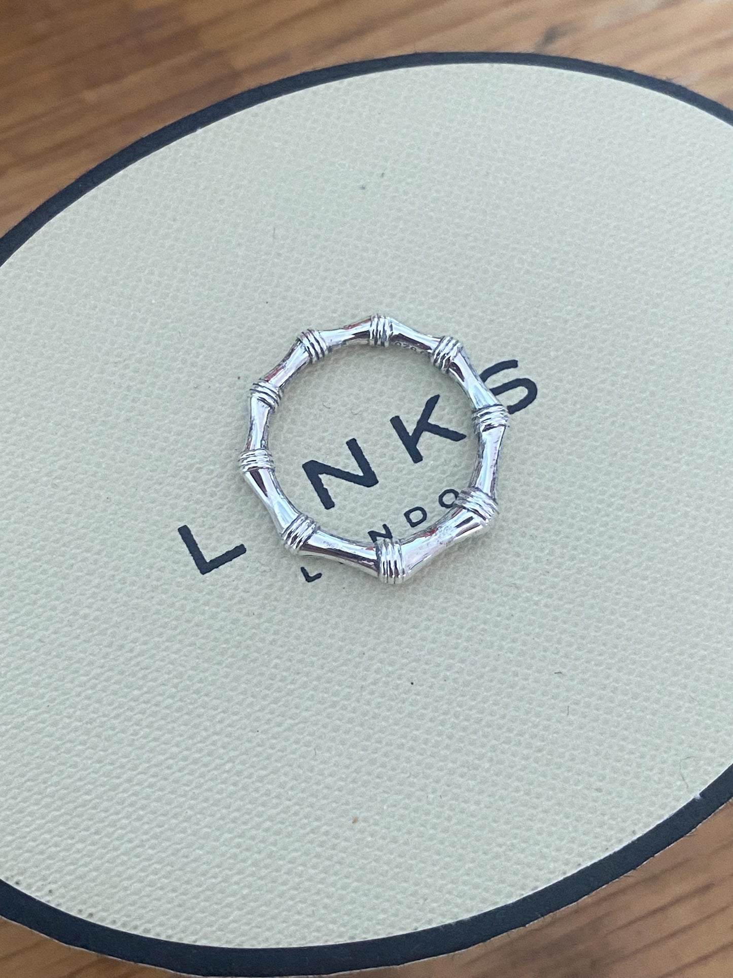 Genuine Links of London Bamboo Ring, Sterling Silver, Size L, Lovely Condition