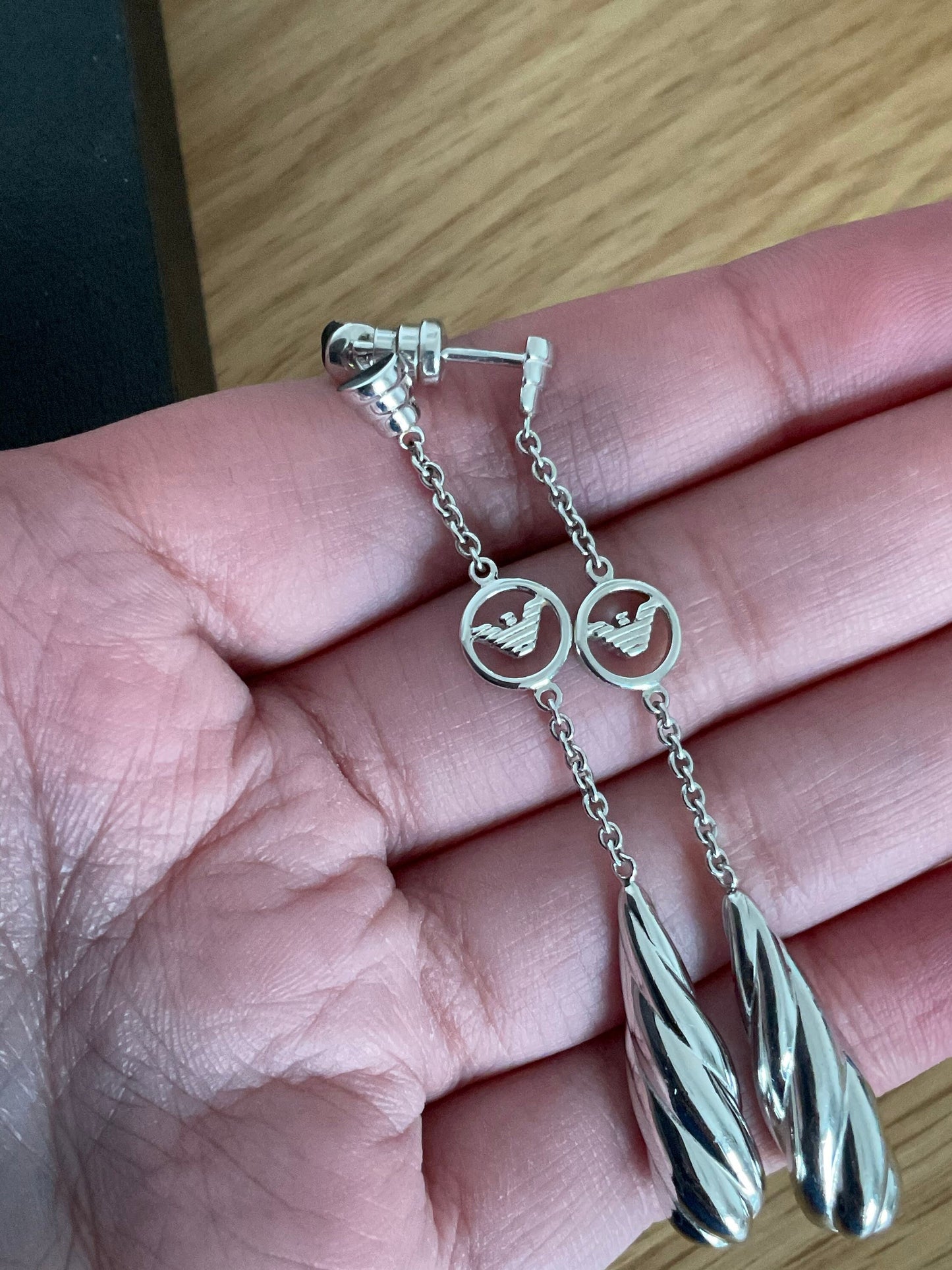 Stunning Emporio Armani sterling silver teardrop earrings
