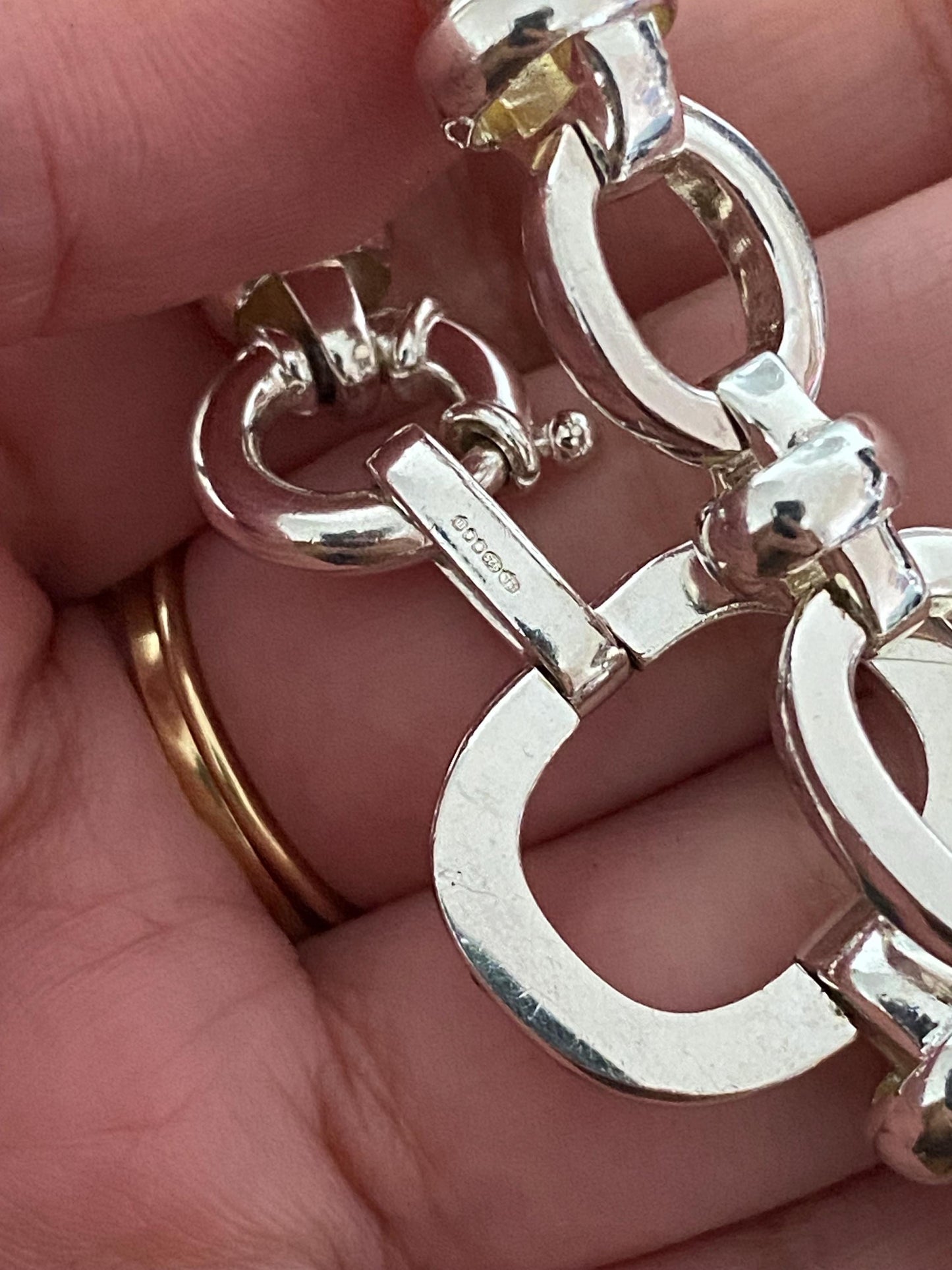 Beautiful genuine Links of London Brit Lines chunky Chain Bracelet with Senorita Clasp, sterling silver, assay hallmarked