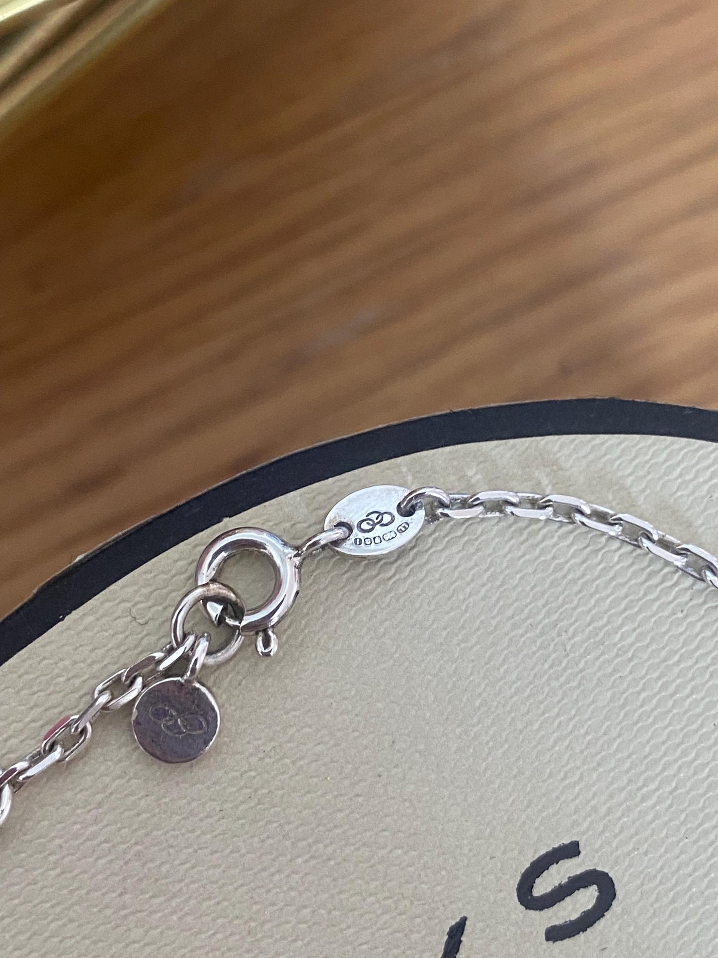 Rare vintage Genuine LINKS OF LONDON Hallmarked Silver anethyst and sapphire drop gem Bracelet With Box