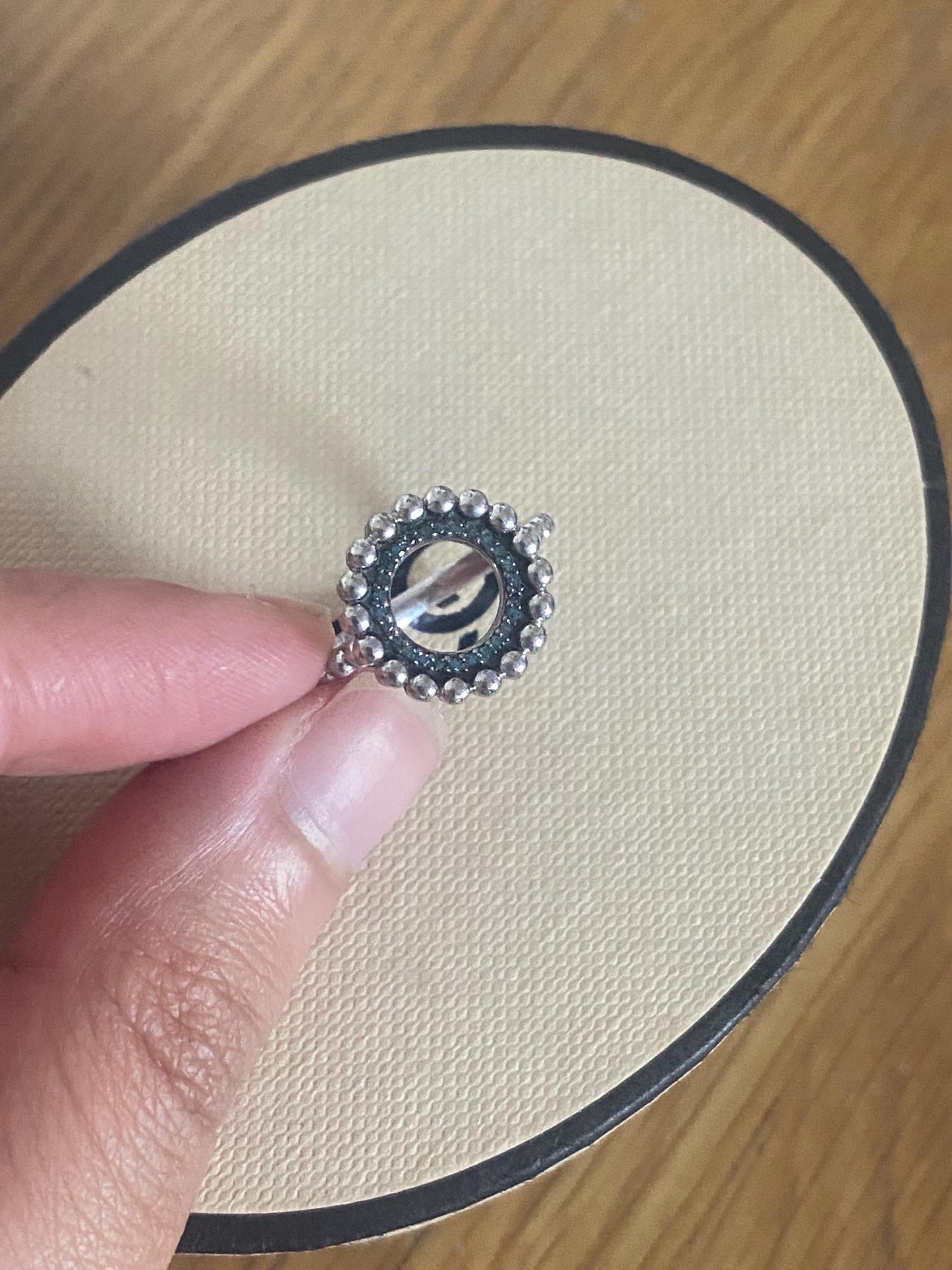 Rare Links Of London Effervescence Blue Diamond Silver Diamond Bubble Ring size UK L, with box