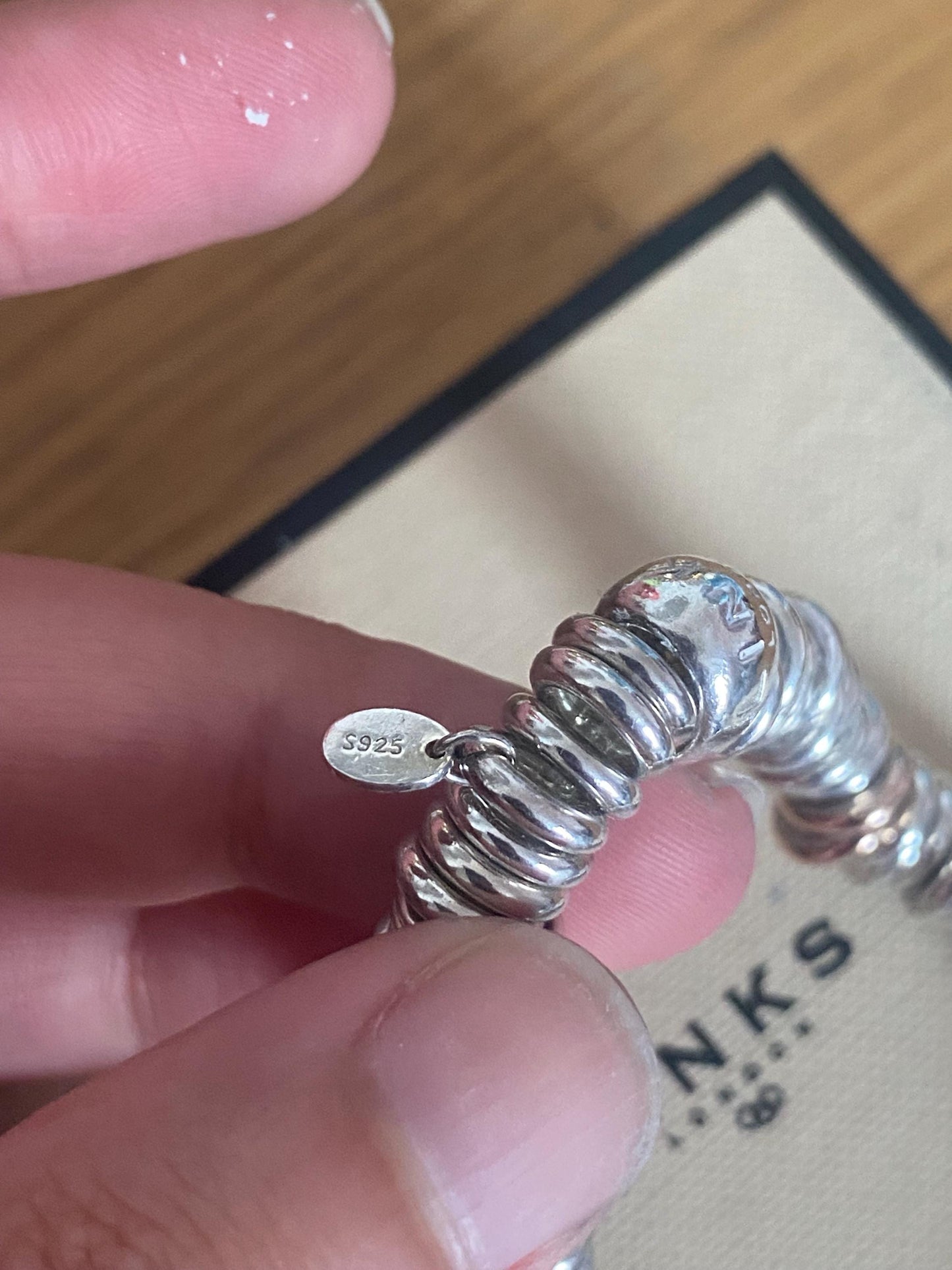 Lovely Links of London vintage rare sweetie bracelet, sterling silver and 18k rose gold vermeil, medium