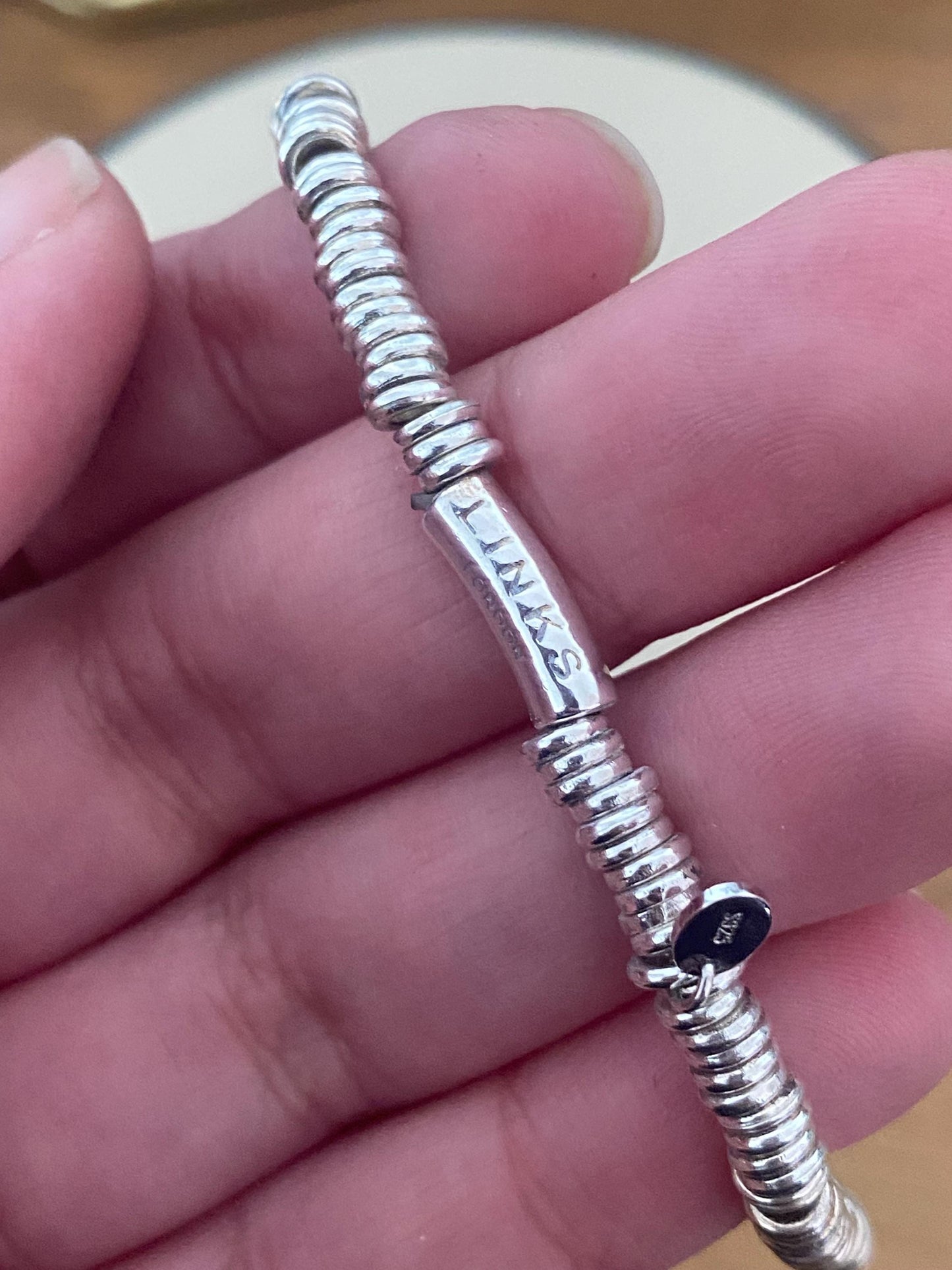 Links of London vintage rare xs sweetie heart bracelet, sterling silver, medium