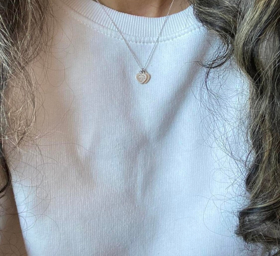 Tiffany and co sterling silver double heart necklace in box