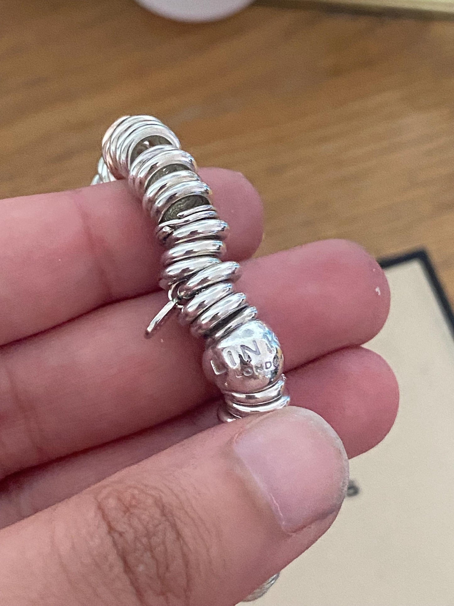 Lovely Links of London vintage rare sweetie bracelet, sterling silver and 18k rose gold vermeil, medium