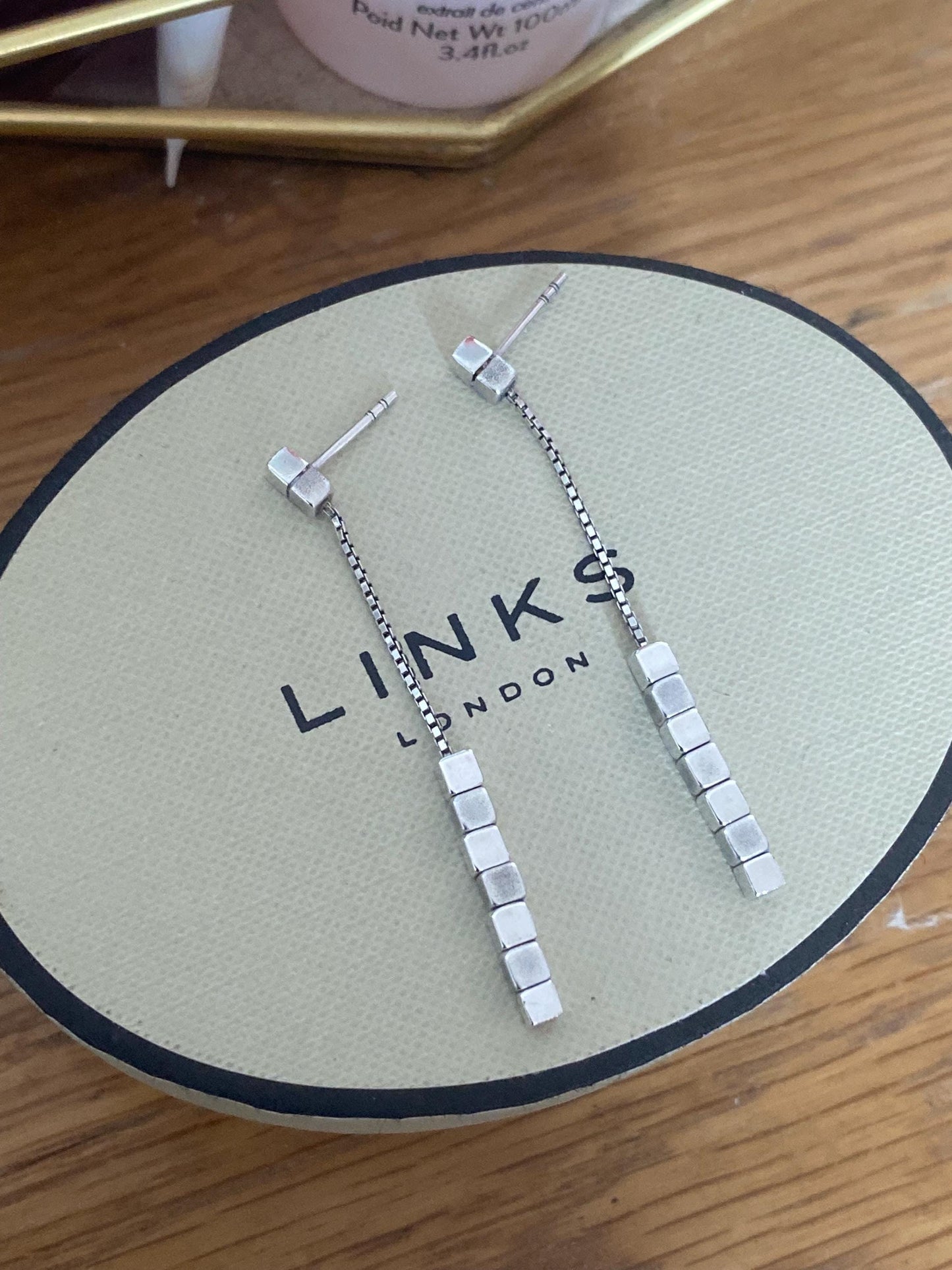 Links Of London Genuine sterling silver cubist drop earrings