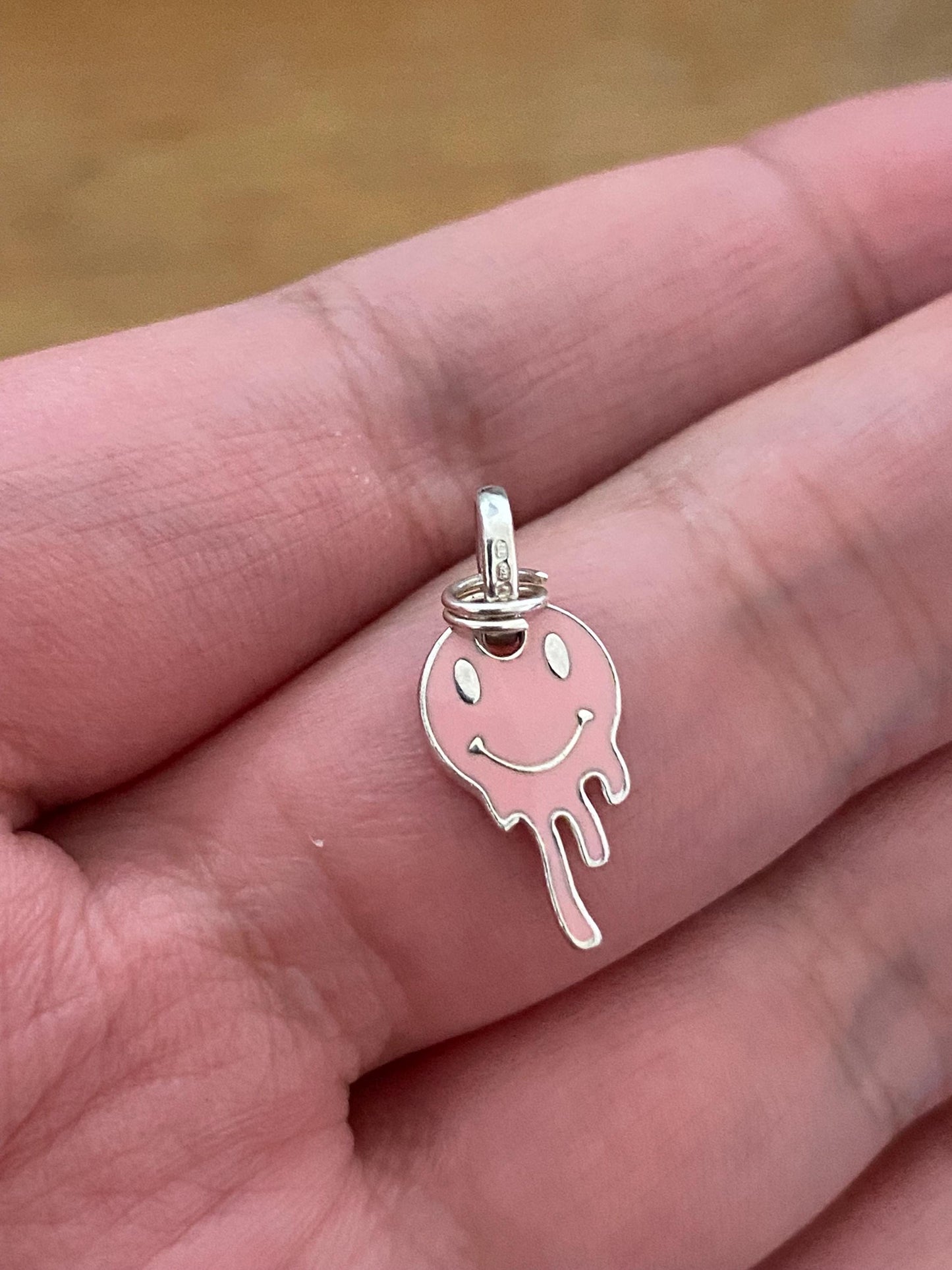 Genuine Very rare Links Of London Sterling Silver and pink enamel melting ghost mini Charm, Vintage, Assay hallmarked