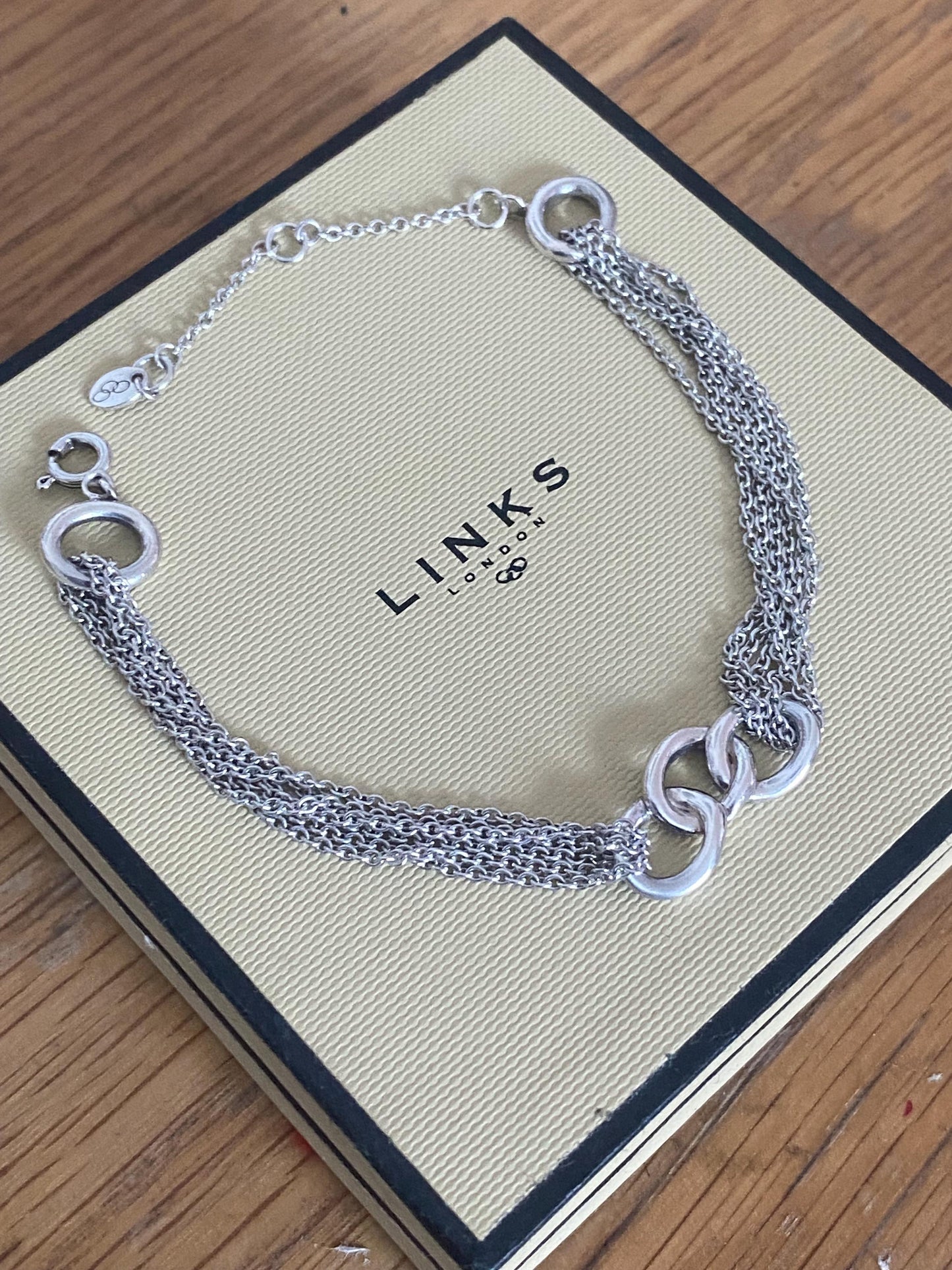 Genuine rare LINKS OF LONDON Signature Multi Chain Bracelet, sterling silver, with box