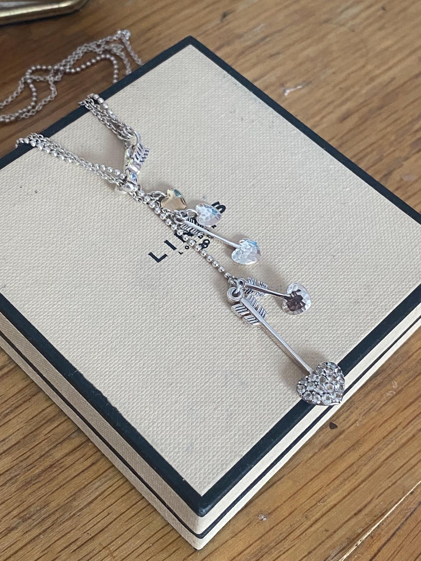 Rare Links of London 'Lovestruck' Necklace with Cupid's Hearts and Arrows, Sterling Silver