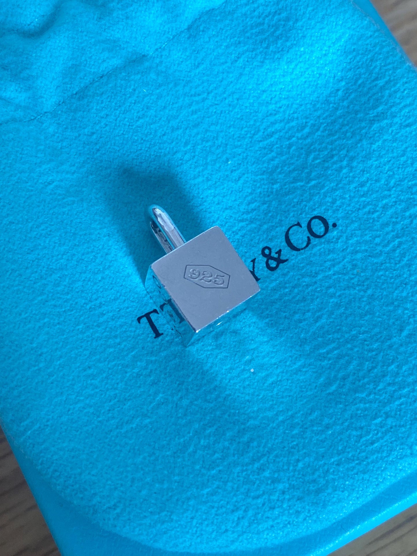 Very rare Tiffany & Co 1837 sterling silver cube padlock charm, Assay hallmarked, Genuine