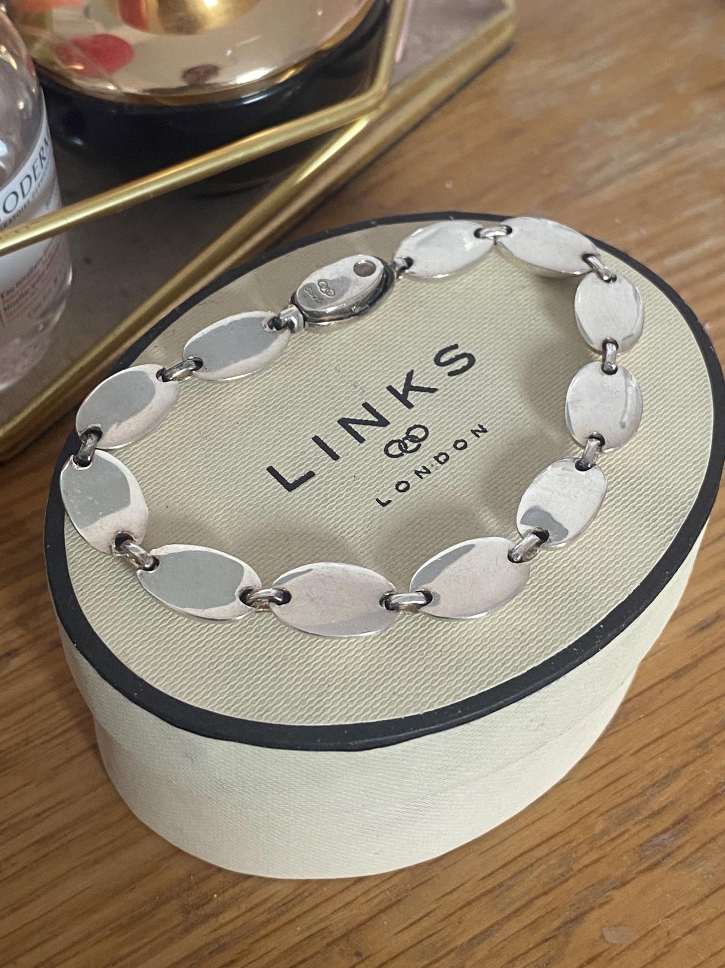 Rare Genuine LINKS OF LONDON Hallmarked Silver hope oval dome Bracelet, vintage with box