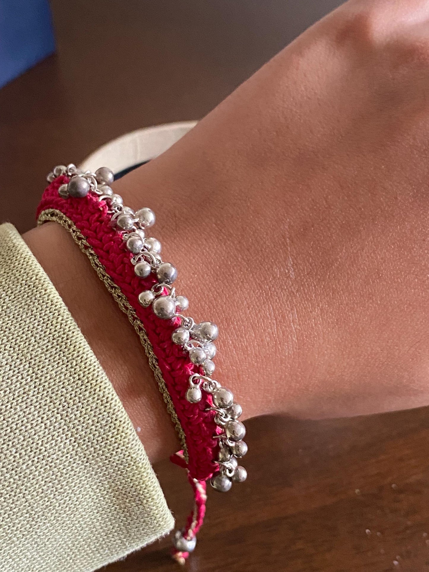 Rare Links of London Effervescence Friendship Bracelet in hot pink and gold, Sterling Silver, Assay Hallmarked