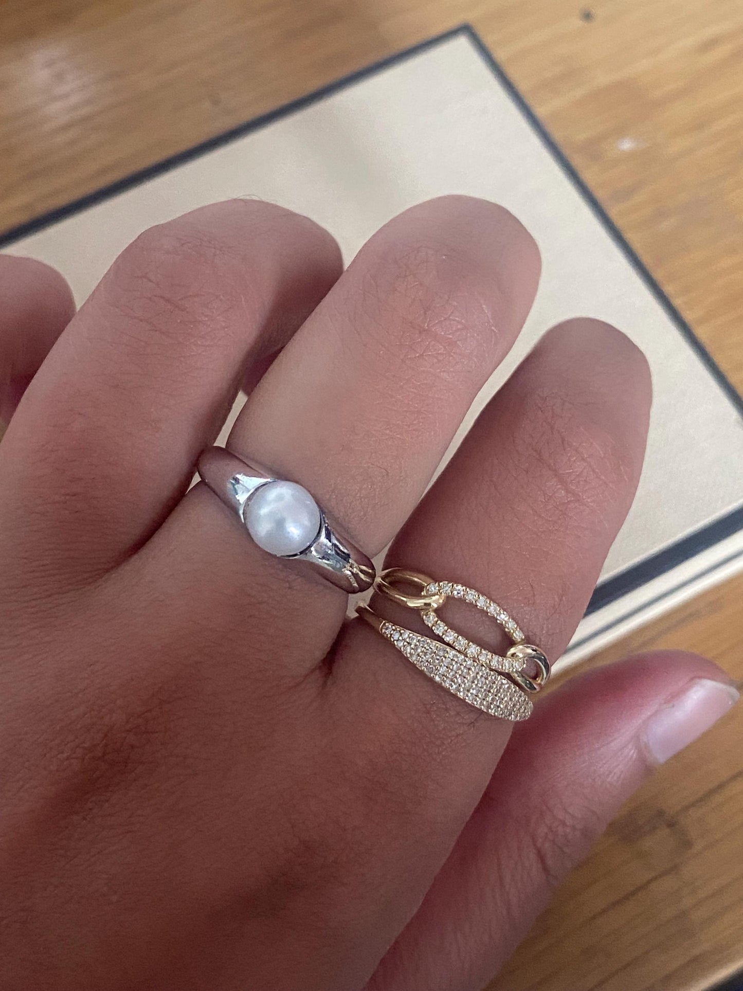 Genuine Links of London pearl Ring, Sterling Silver, Size N, Stamped, s925, Lovely Condition