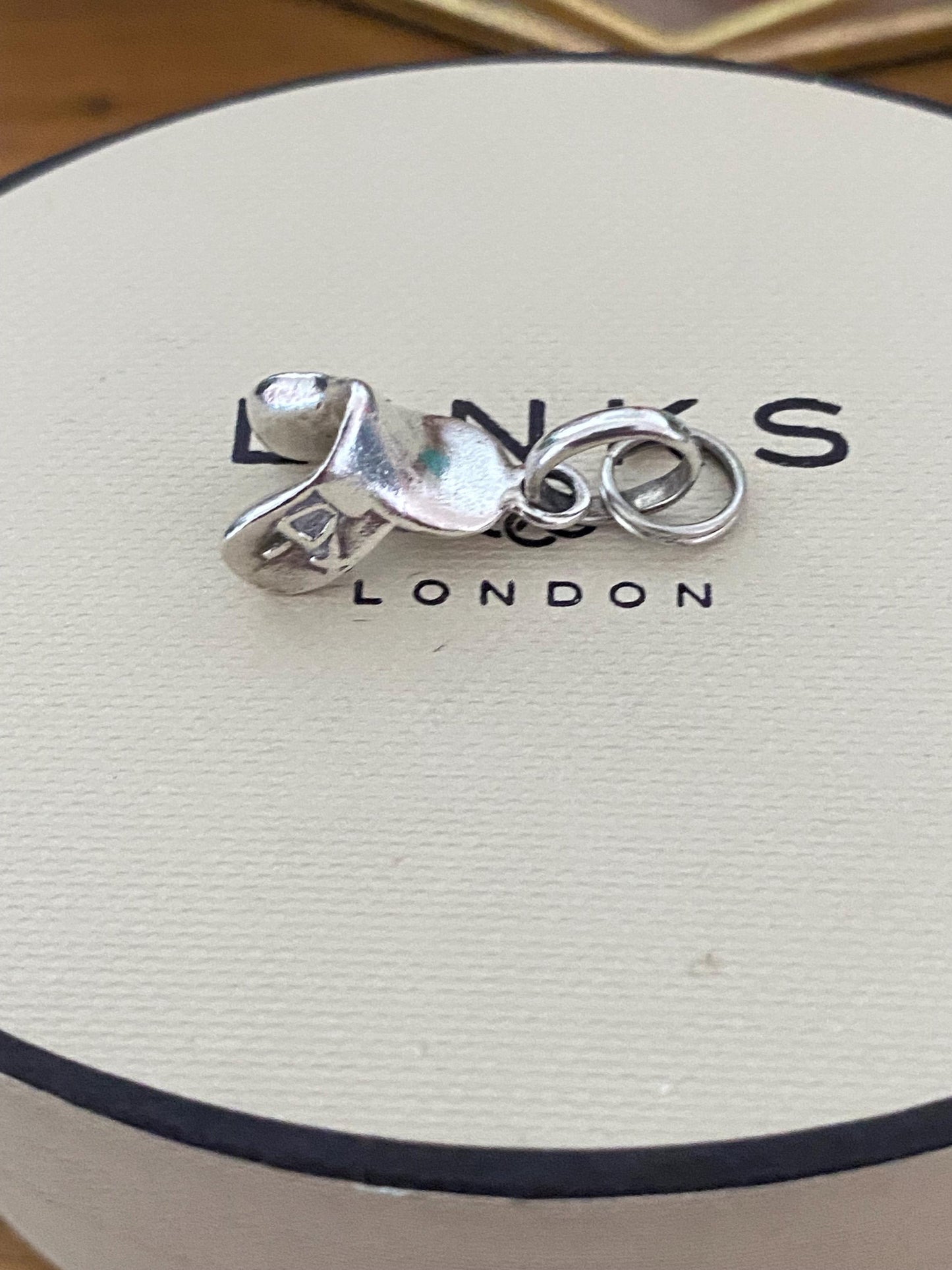 Genuine Links Of London Sterling Silver saddle Charm Vintage, Assay hallmarked