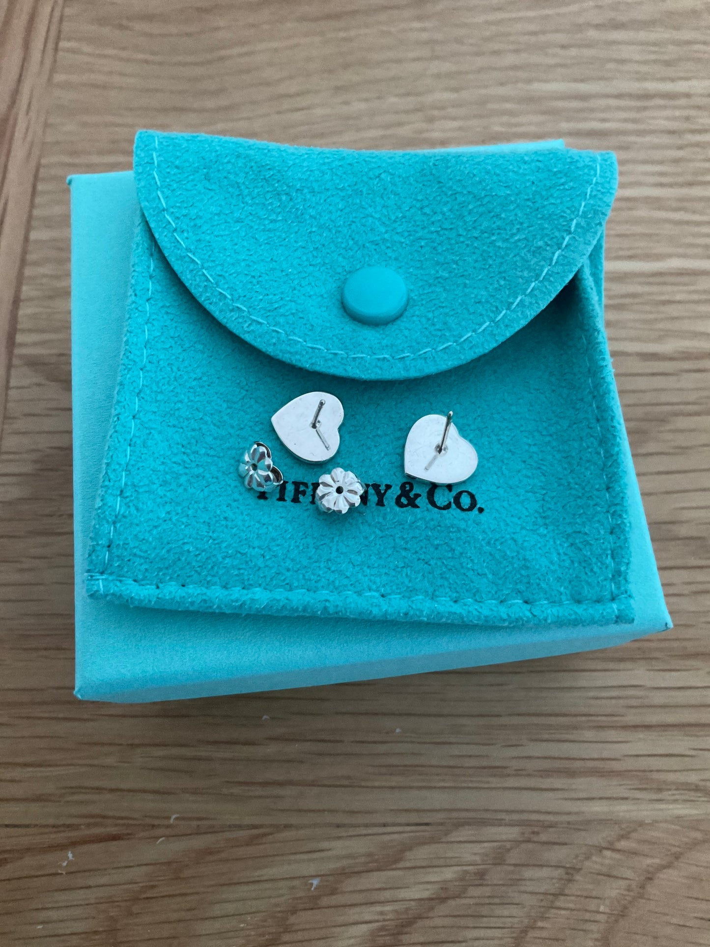 Tiffany and co small heart sterling silver stud earrings