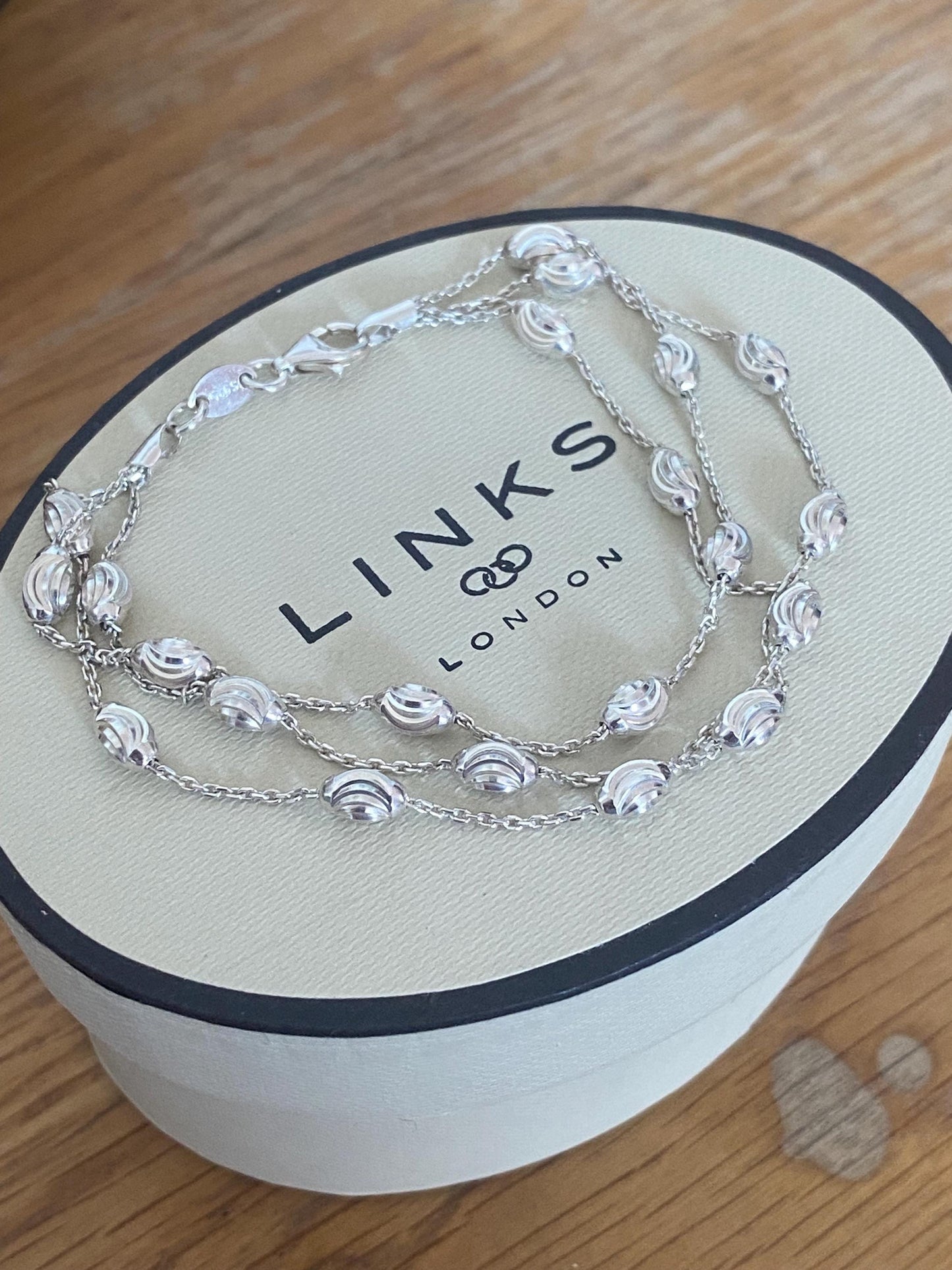 Lovely Links of London Essentials 3 Row Beaded bracelet, sterling silver, Assay hallmarked