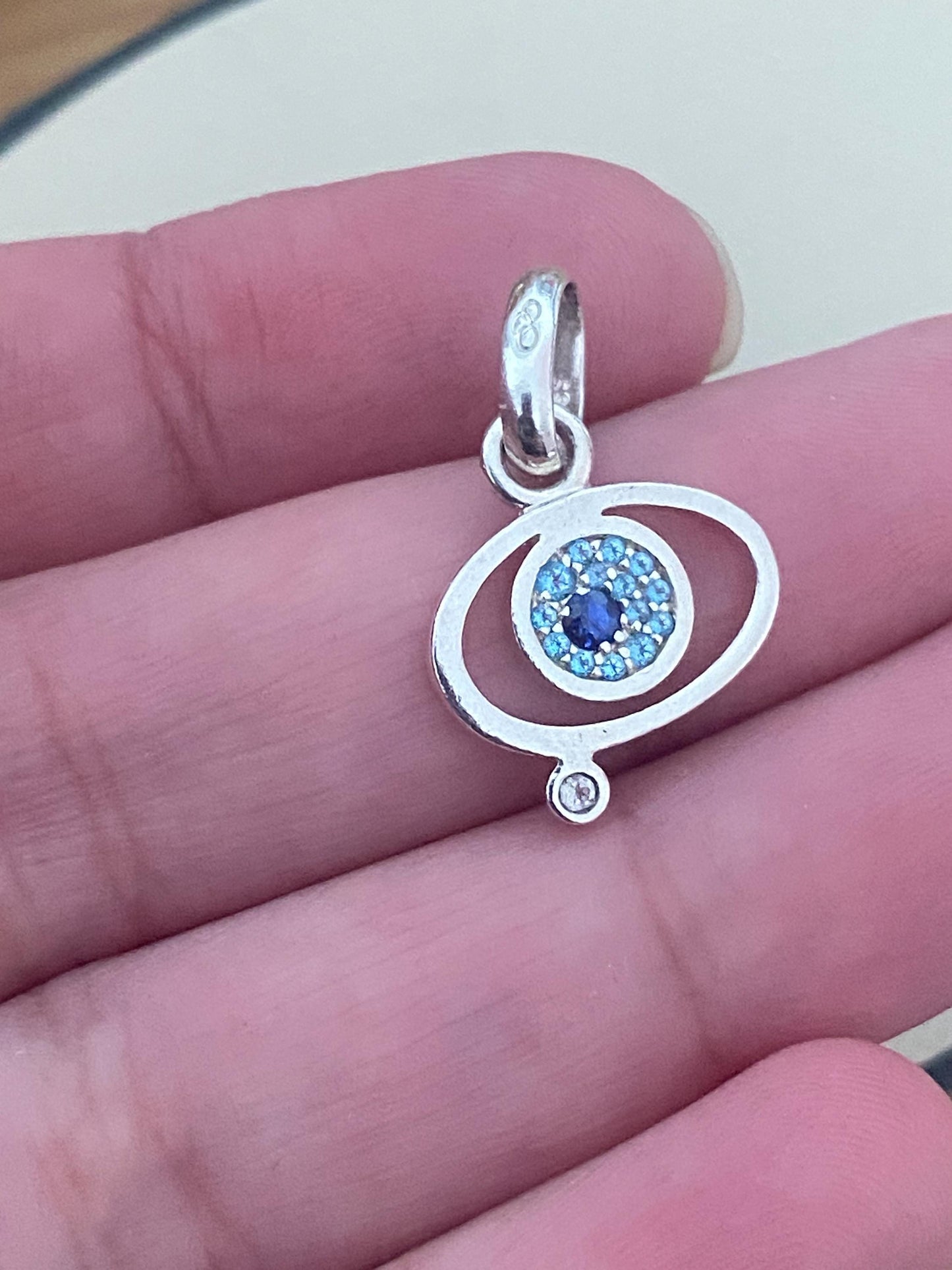 Stunning RARE Links of London evil eye sapphire and topaz charm set in sterling silver