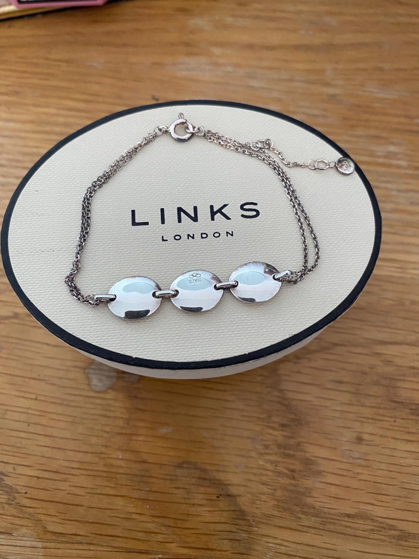 Links of London vintage rare Grace Sterling Silver 3 Station Bracelet