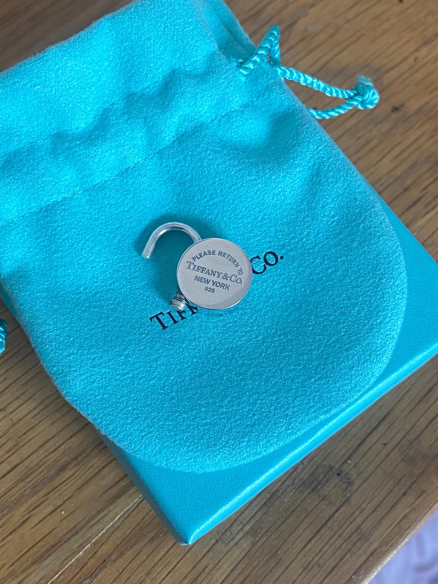 Very rare Tiffany & Co 1837 sterling silver circle padlock charm, Assay hallmarked, Genuine