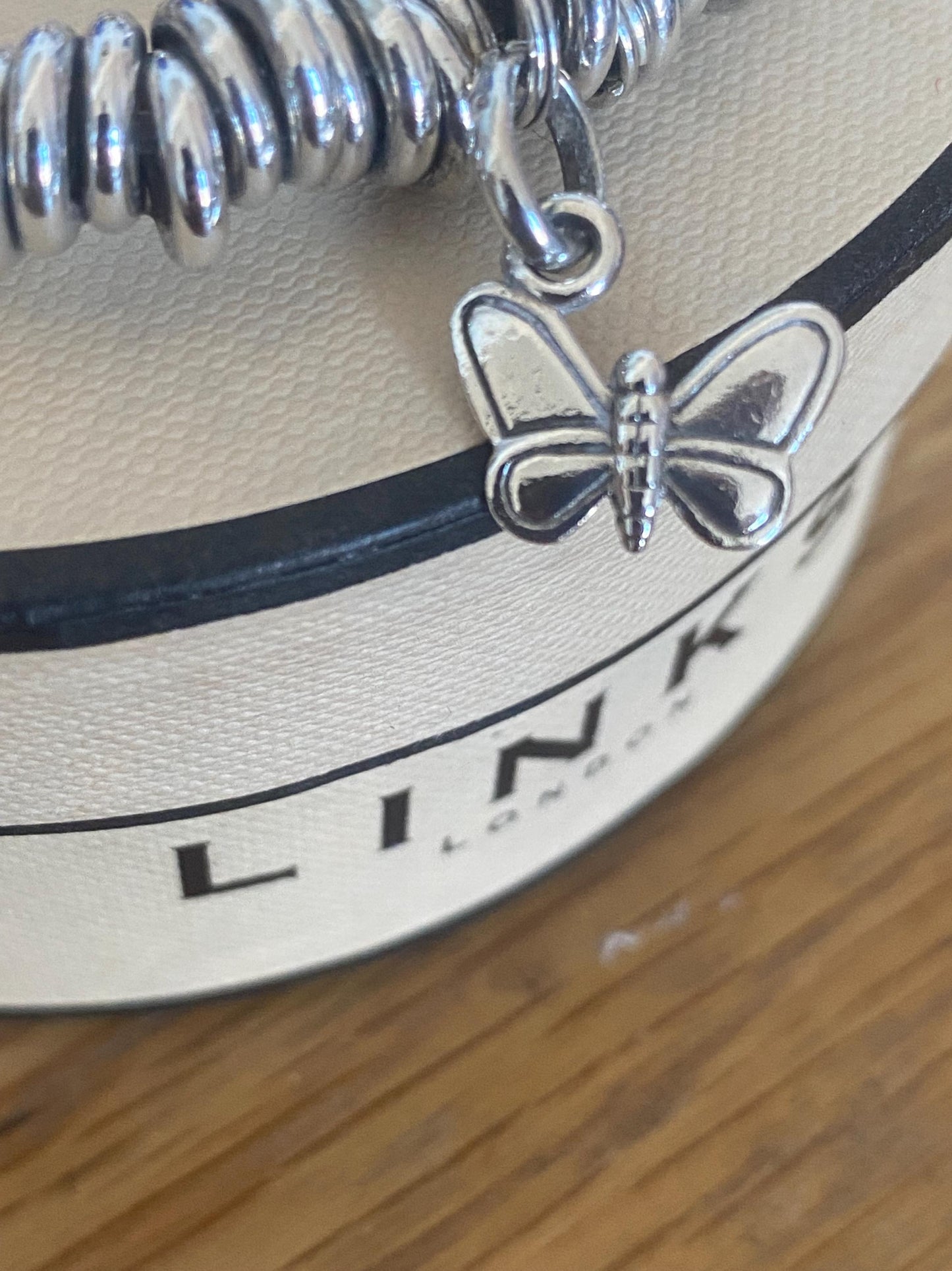 Lovely chunky Links of London vintage rare sweetie bracelet with butterfly charm, sterling silver, small