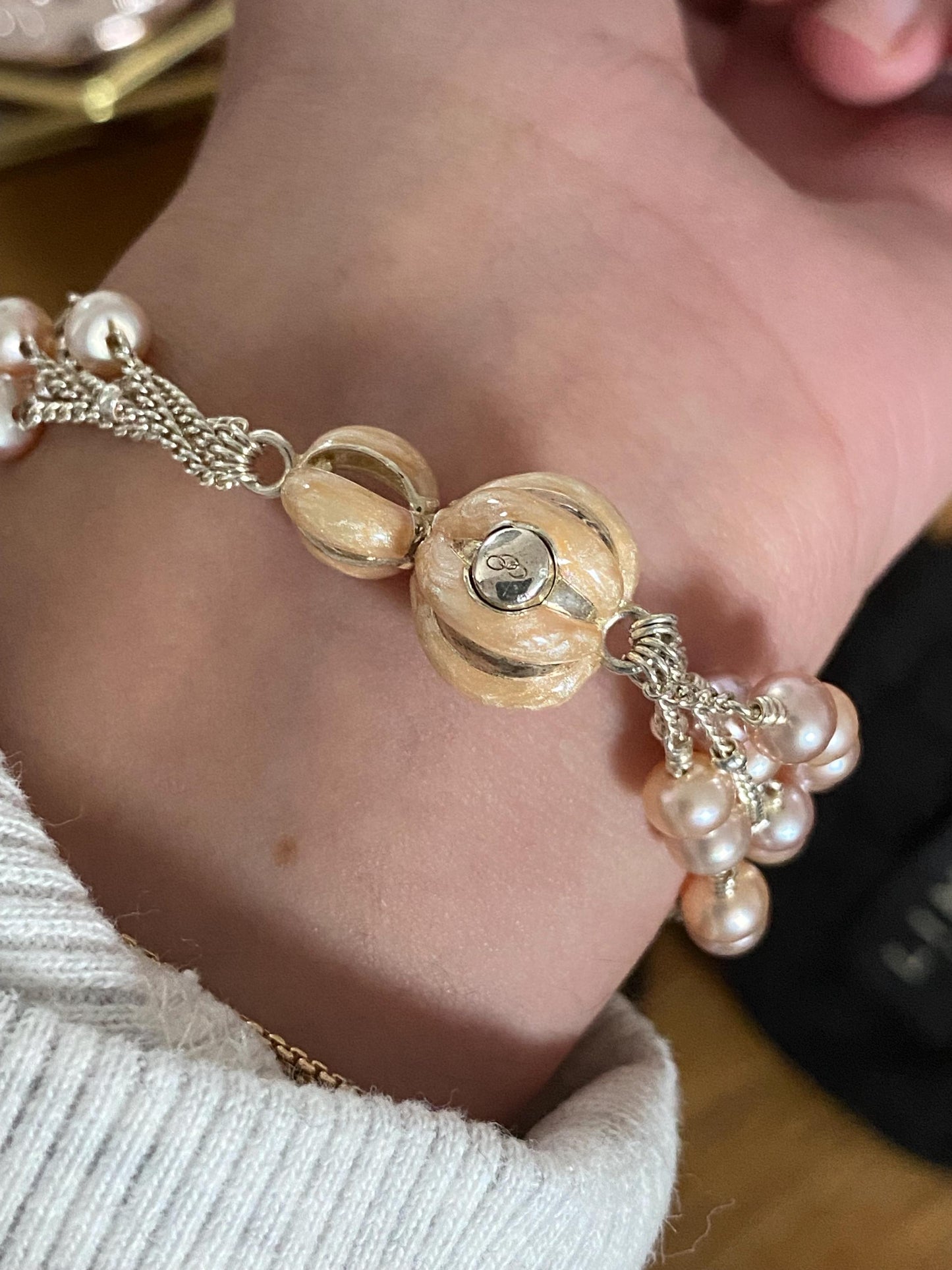 Very rare Links of London Night Time Garden pearl sterling silver bracelet with box