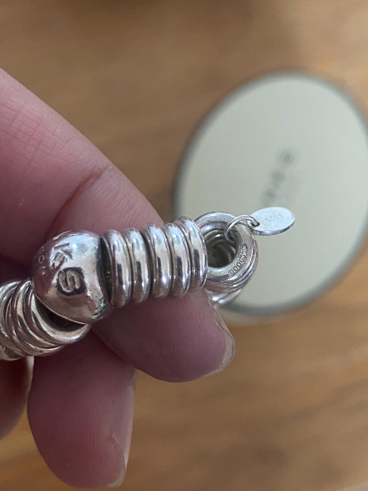 Lovely Links of London vintage rare sweetie bracelet with two charms, sterling silver, size small