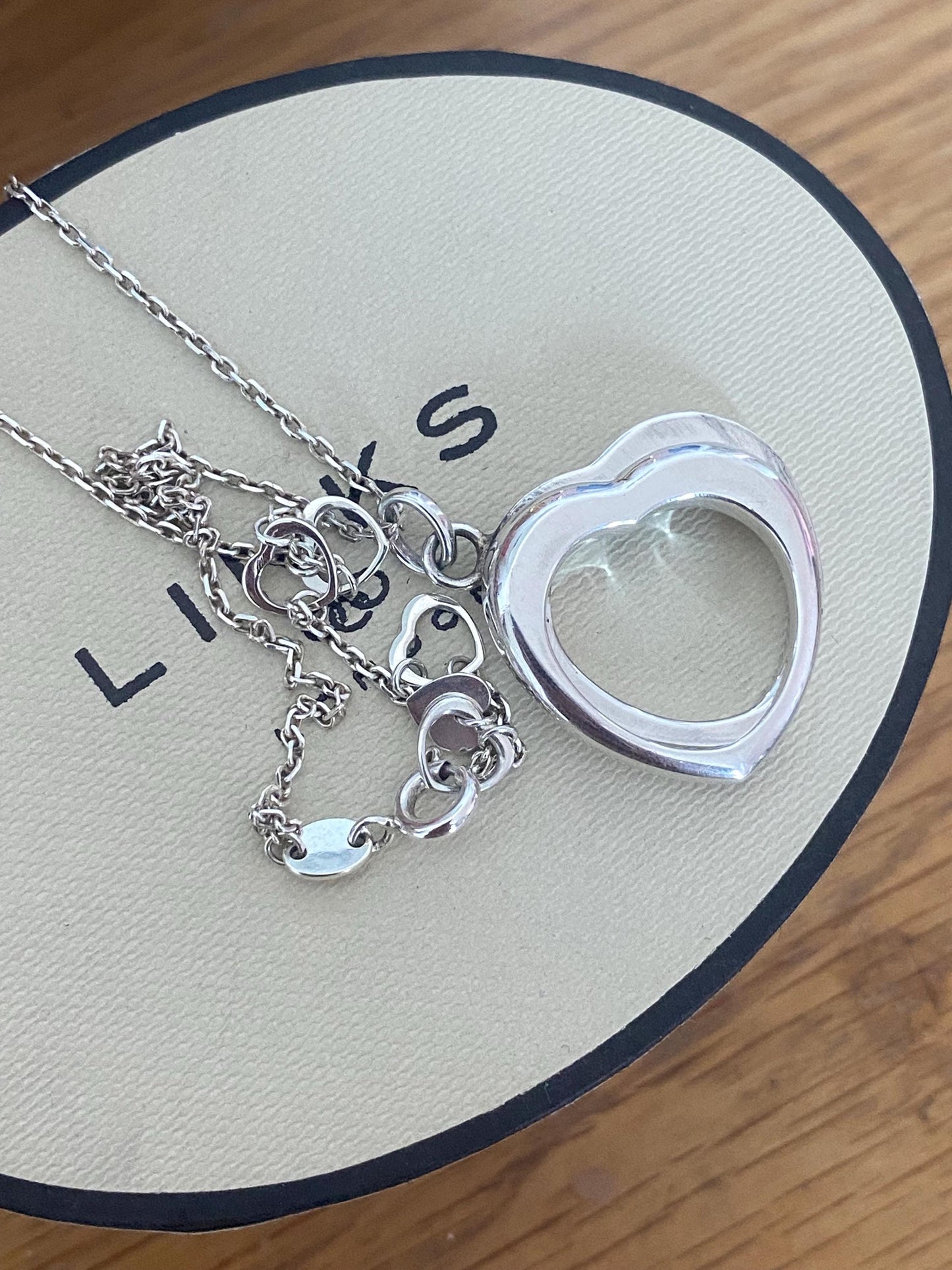 Beautiful vintage very rare links of London kindred double hearts love notes necklace, sterling silver