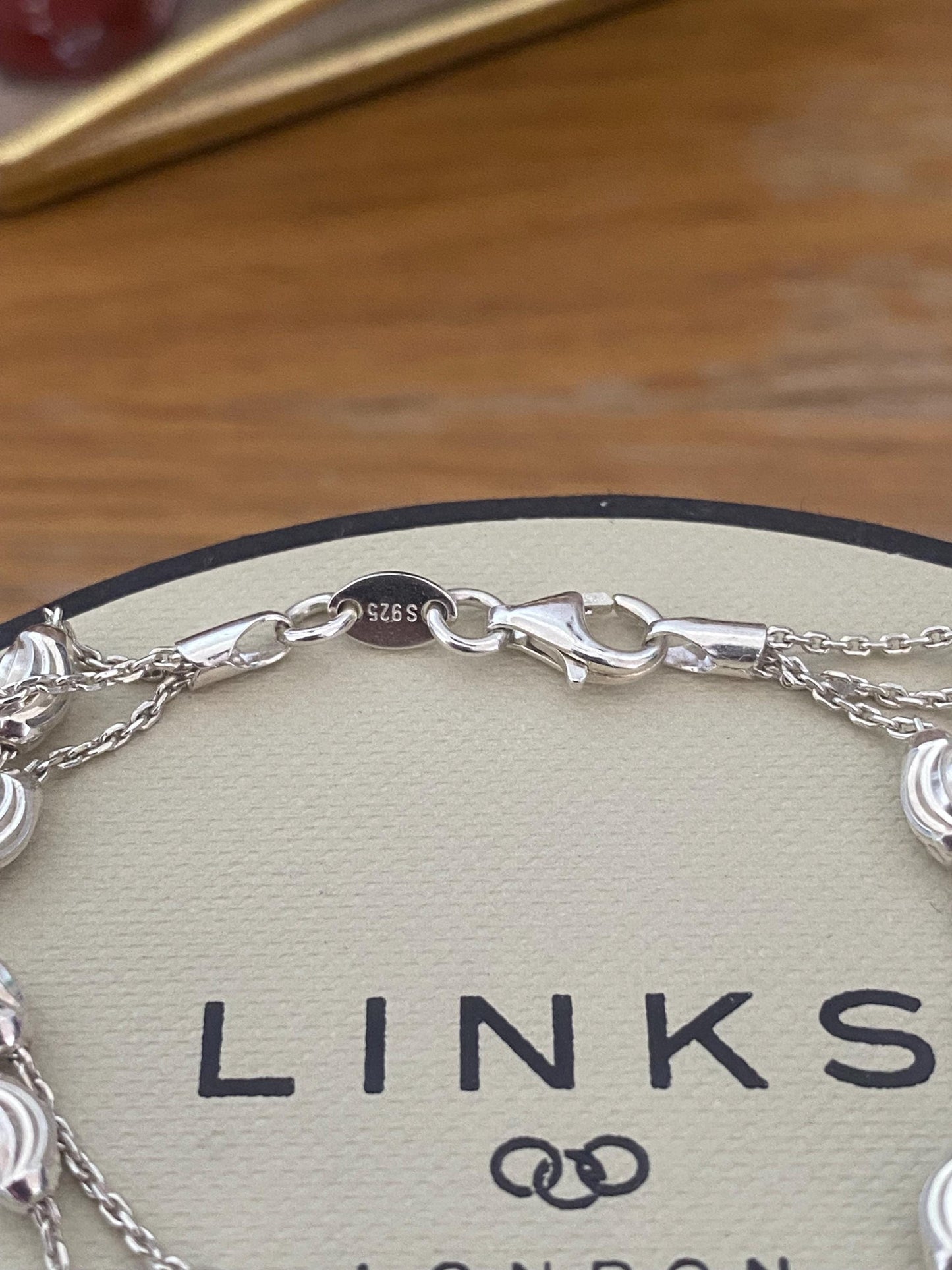 Lovely Links of London Essentials 3 Row Beaded bracelet, sterling silver, Assay hallmarked