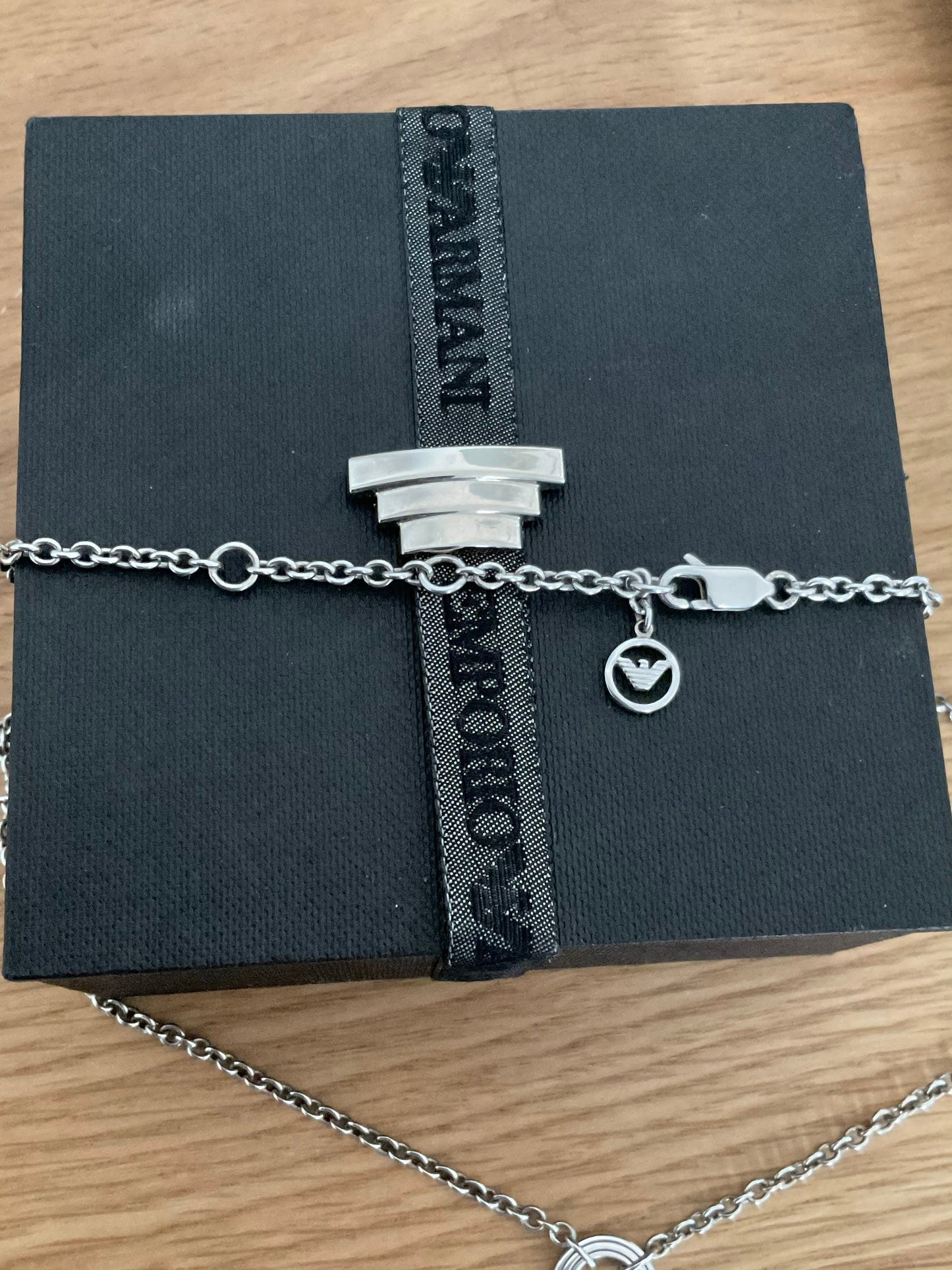 Emporio Armani sterling silver teardrop charm necklace