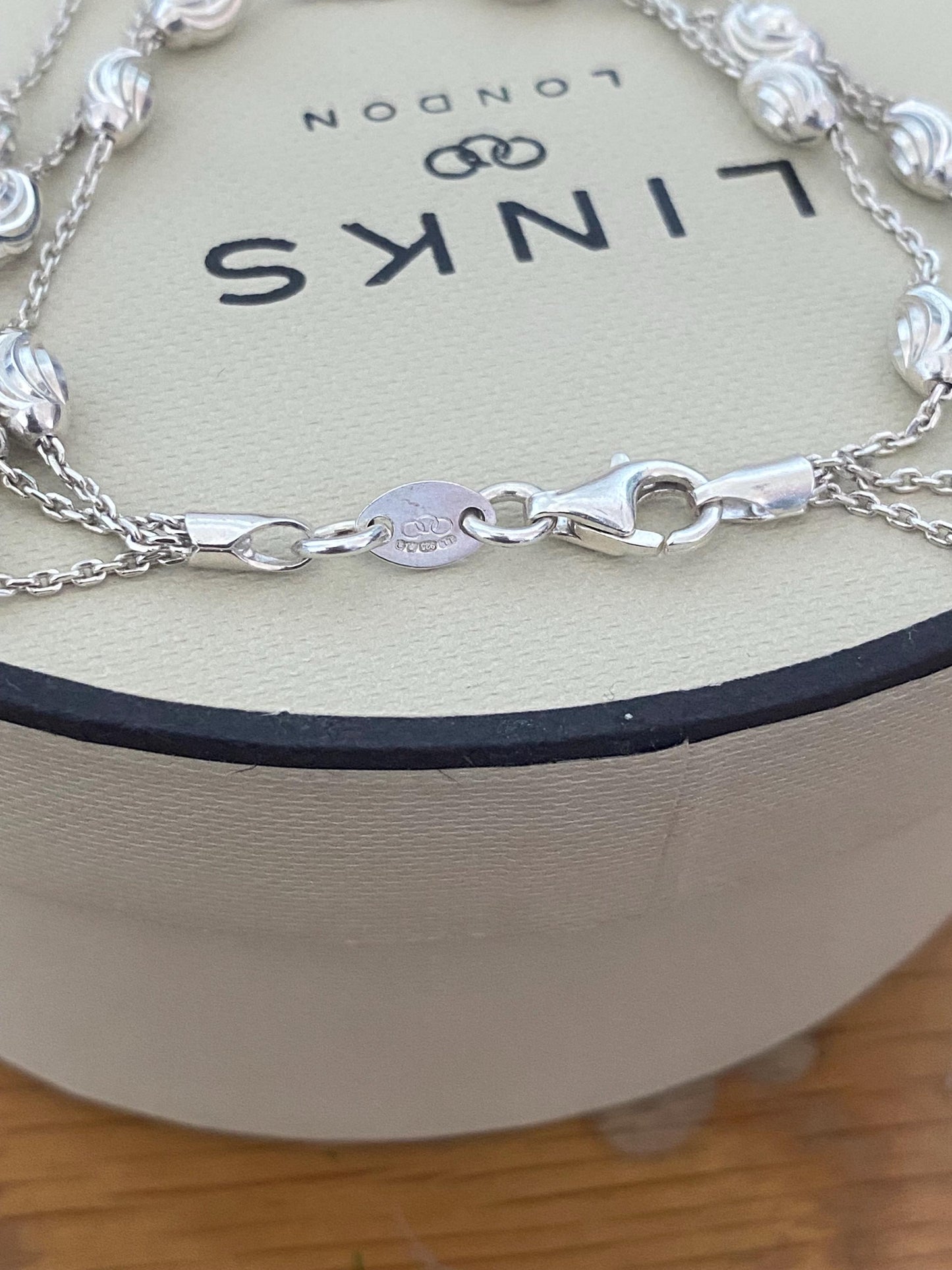 Lovely Links of London Essentials 3 Row Beaded bracelet, sterling silver, Assay hallmarked