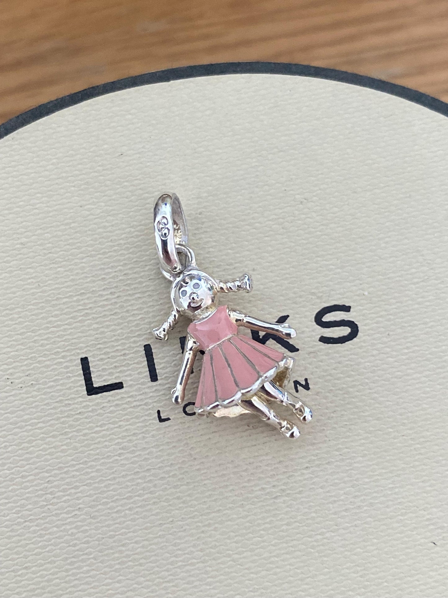 Genuine Links Of London Sterling Silver little girl with dress and moving legs charm, super cute!