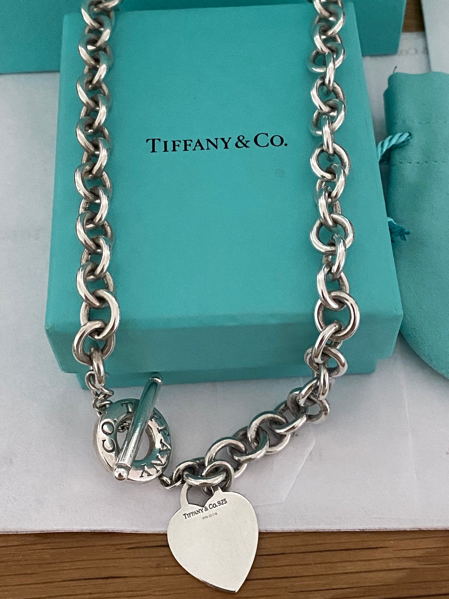 Tiffany and co Chunky sterling silver heart toggle necklace