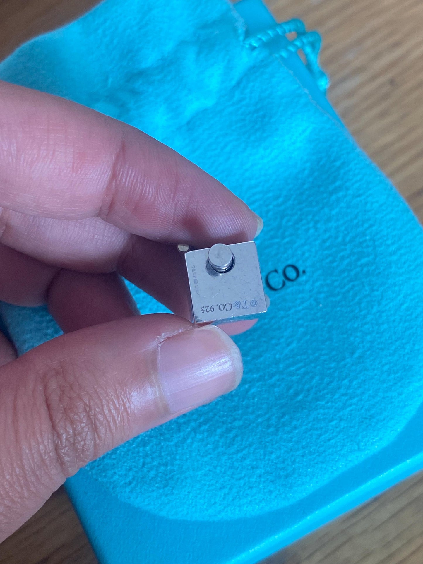 Very rare Tiffany & Co 1837 sterling silver cube padlock charm, Assay hallmarked, Genuine