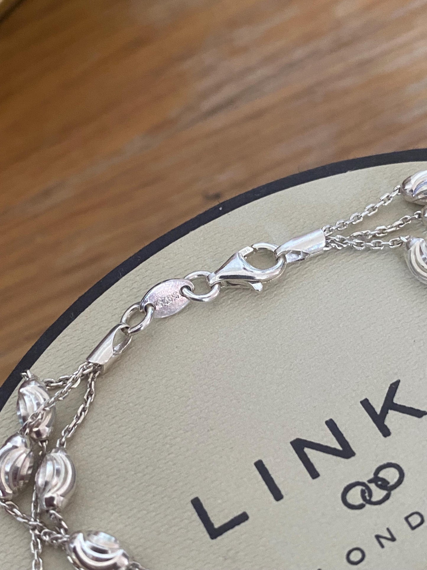 Lovely Links of London Essentials 3 Row Beaded bracelet, sterling silver, Assay hallmarked
