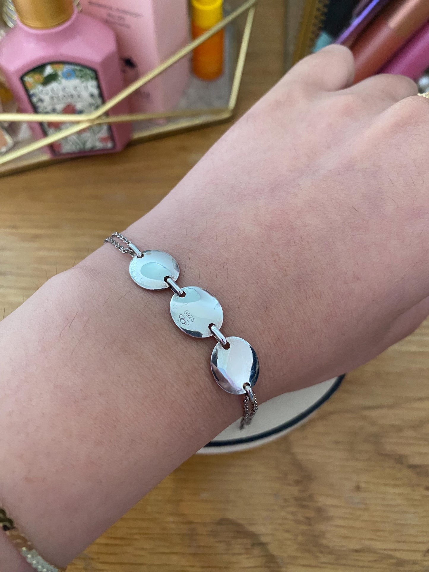Links of London vintage rare Grace Sterling Silver 3 Station Bracelet