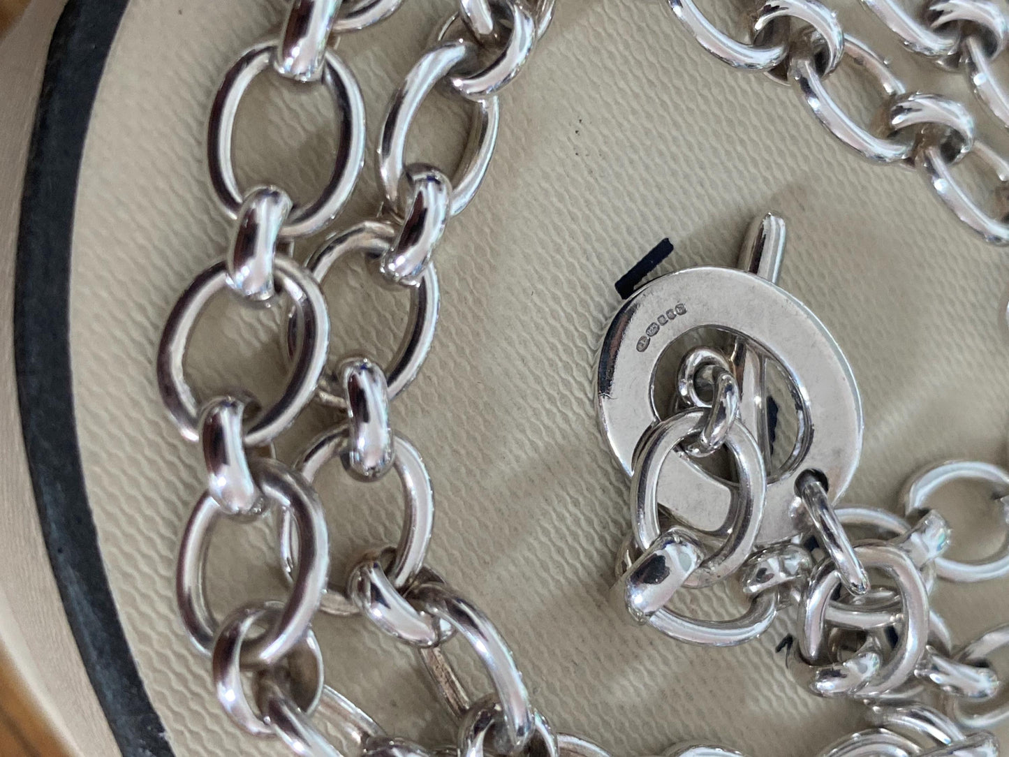 LINKS OF LONDON Chunky Sterling Silver Hallmarked Toggle Necklace In Box, 19” long, genuine