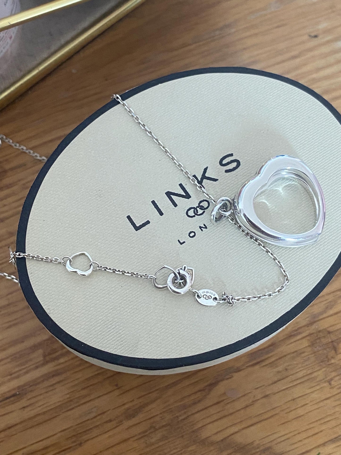 Beautiful vintage very rare links of London kindred double hearts love notes necklace, sterling silver