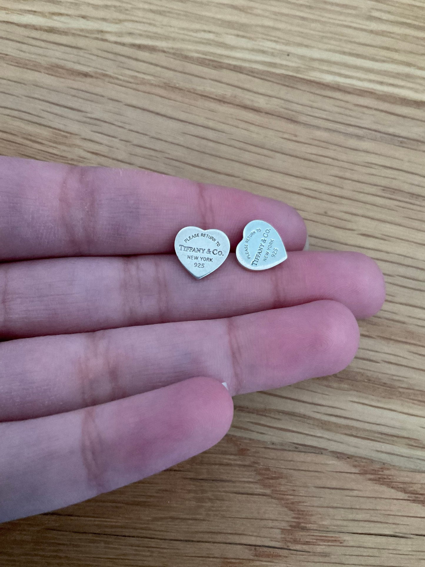 Tiffany and co small heart sterling silver stud earrings