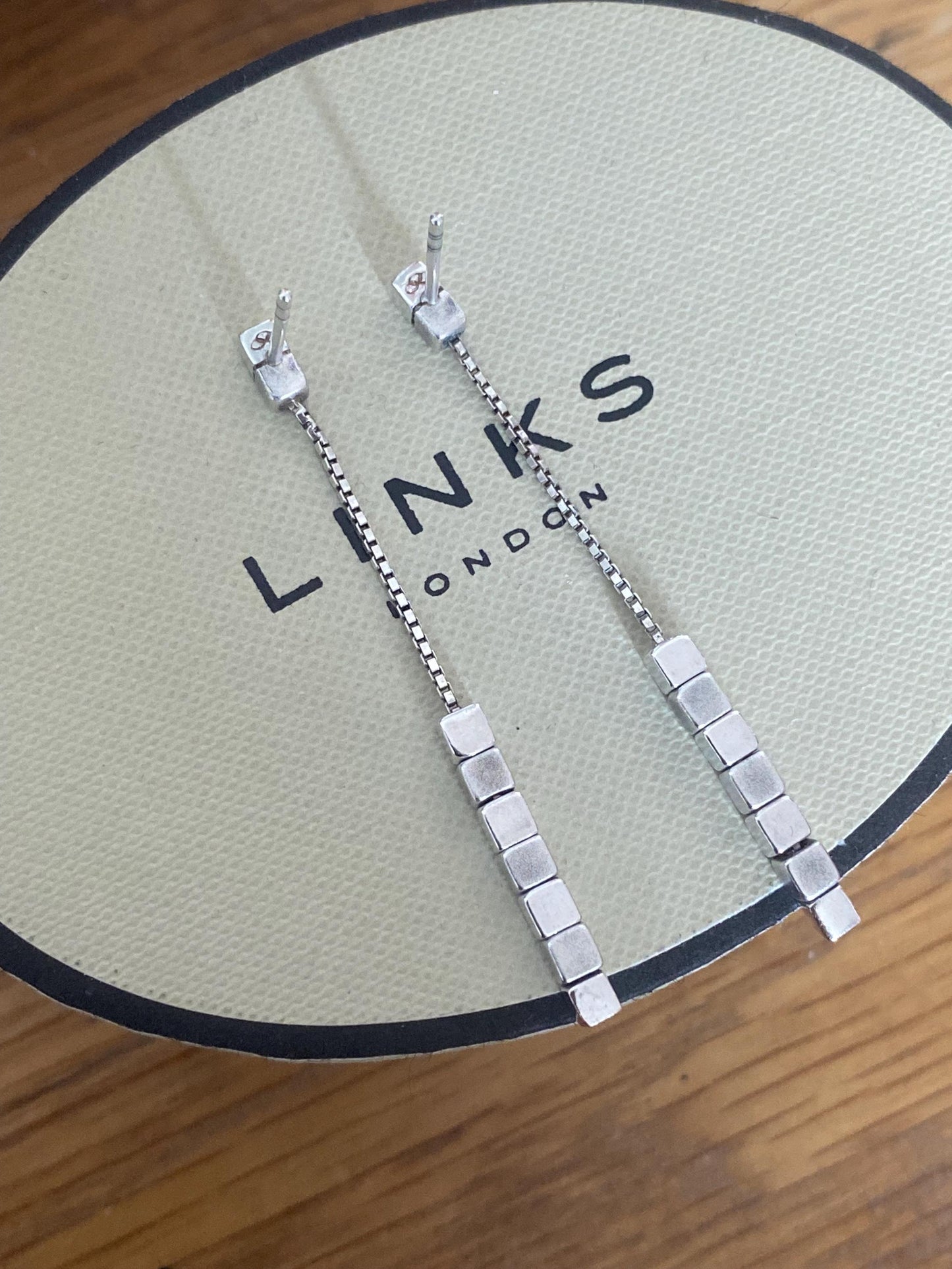 Links Of London Genuine sterling silver cubist drop earrings
